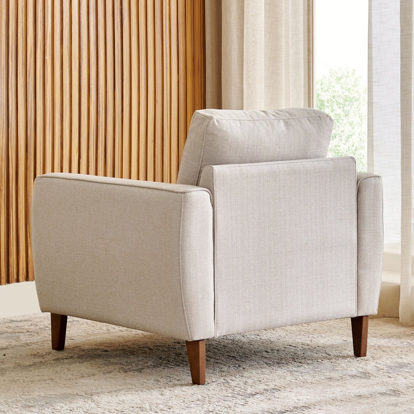 Halifax Fabric 1 Seater Sofa in Crypto Beige Colour - Febonic Living