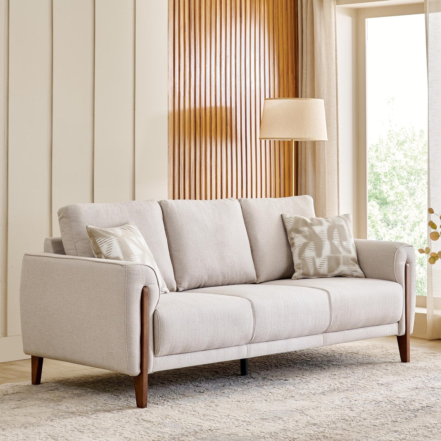 Halifax Fabric 3 Seater Sofa in Crypto Beige Colour - Febonic Living