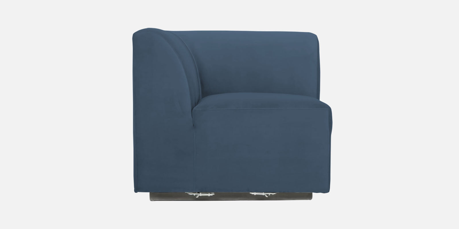 Bufa Velvet LHS Sectional Sofa In Oxford Blue Colour With Ottoman - Febonic Living