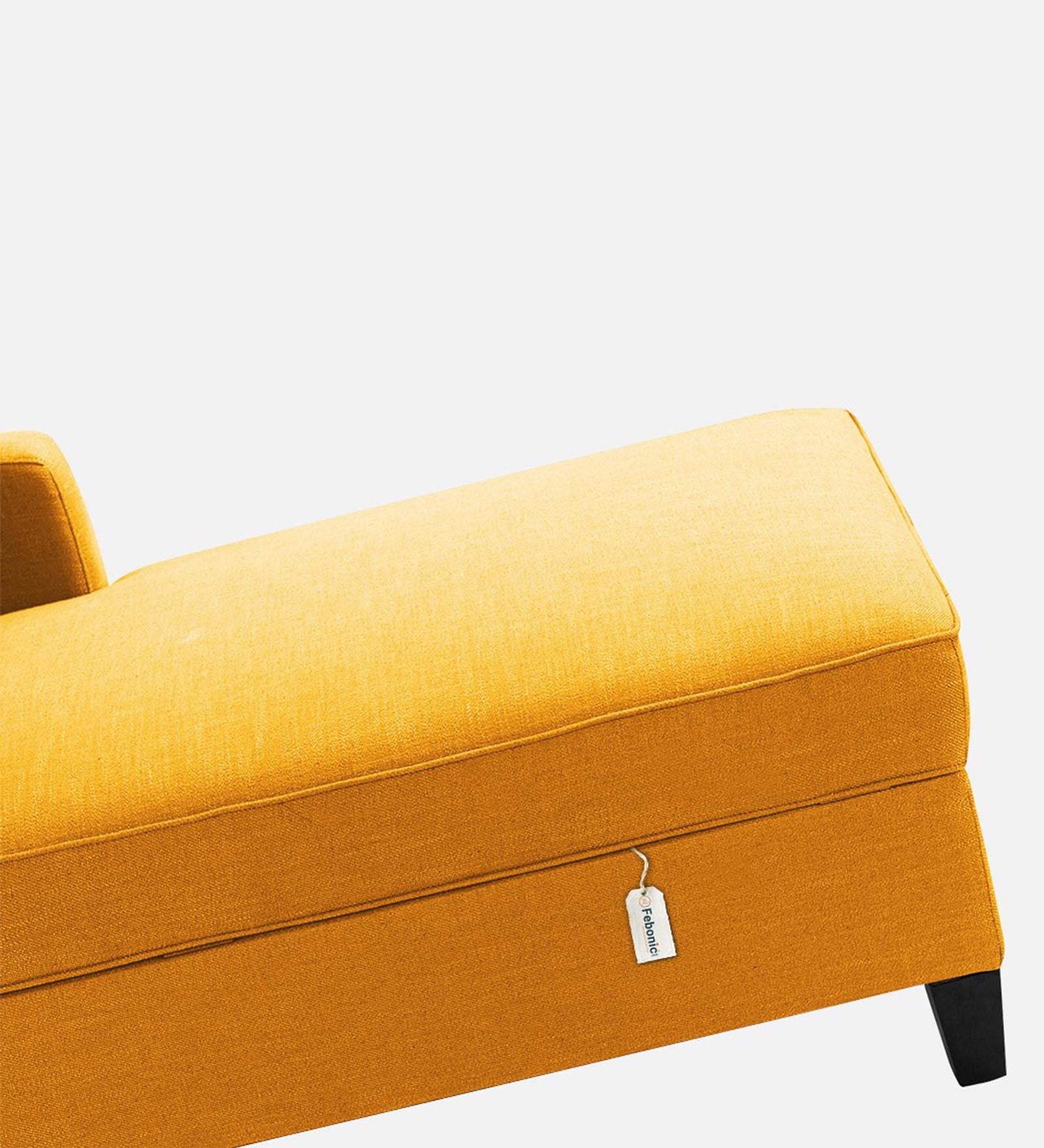 Royee Fabric RHS Chaise Lounger In Bold Yellow Colour With Storage - Febonic Living