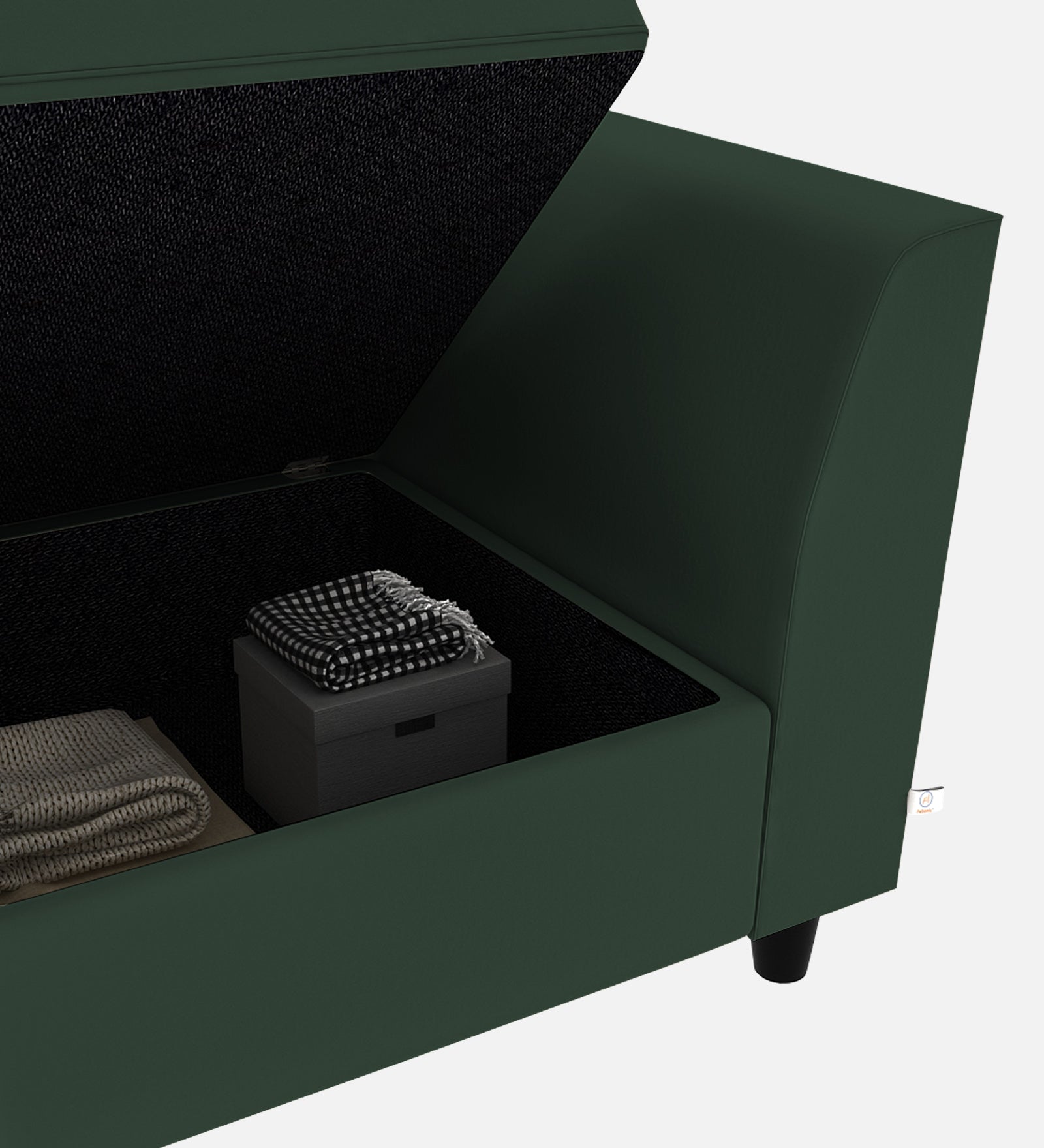 Bristo Velvet 1 Seater Sofa In Amazon Green Colour With Storage - Febonic Living