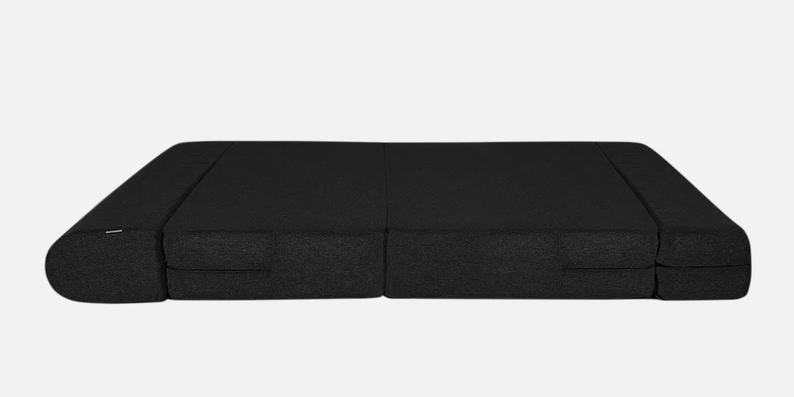 Fleepy Fabric 2 Seater Foldable Sofa Cum Bed In Zed Black Colour - Febonic Living