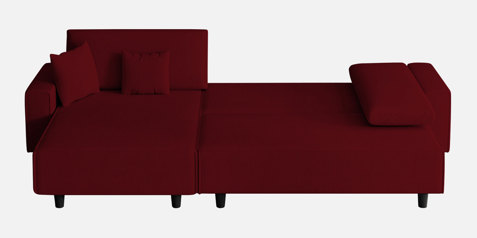 Peach Fabric RHS 6 Seater Sofa Cum Bed With Storage In Ruby Red Colour - Febonic Living