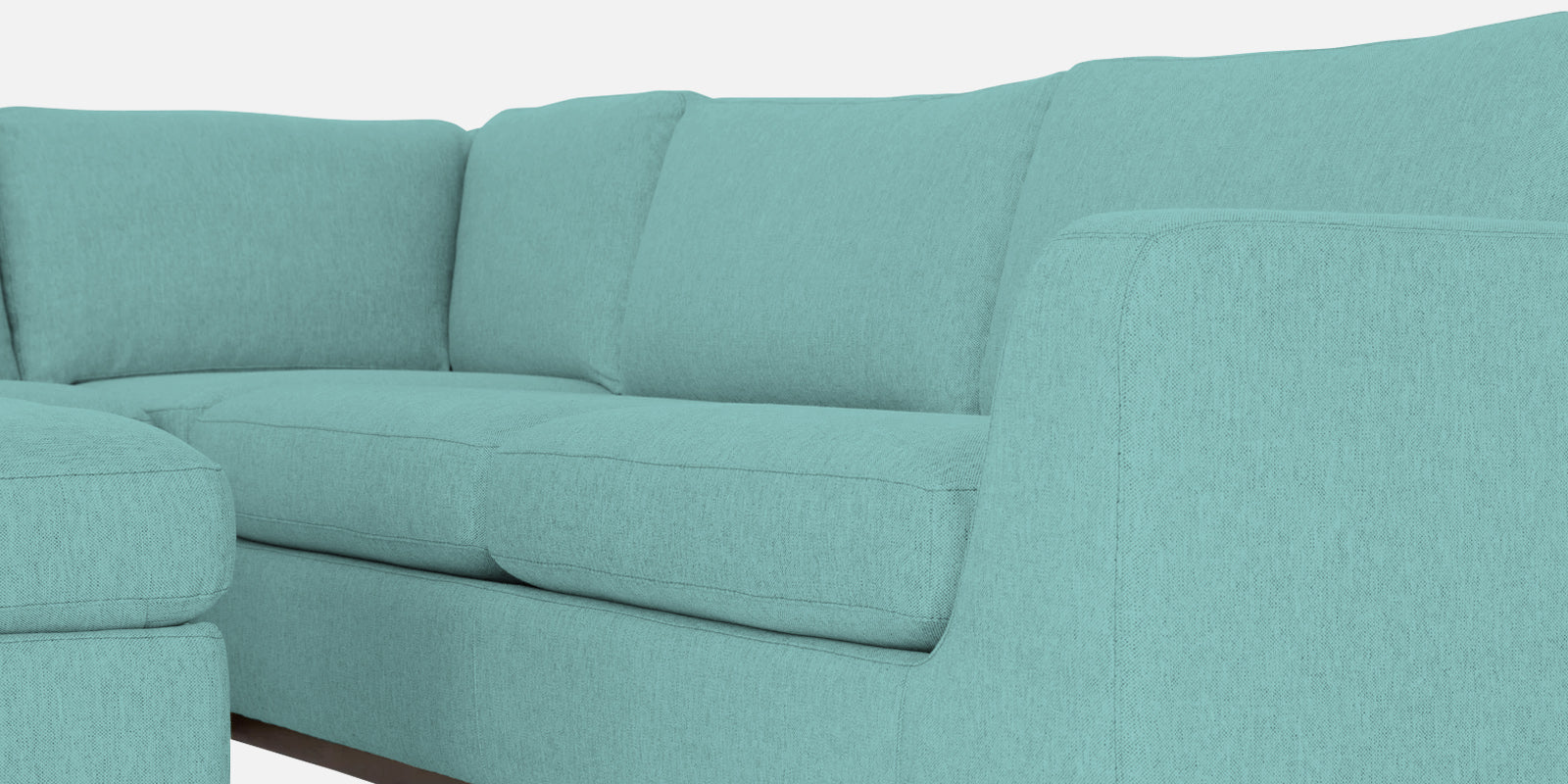 Freedom Velvet 6 Seater RHS Corner Sofa In Barmunda Aqua Colour With Ottoman - Febonic Living