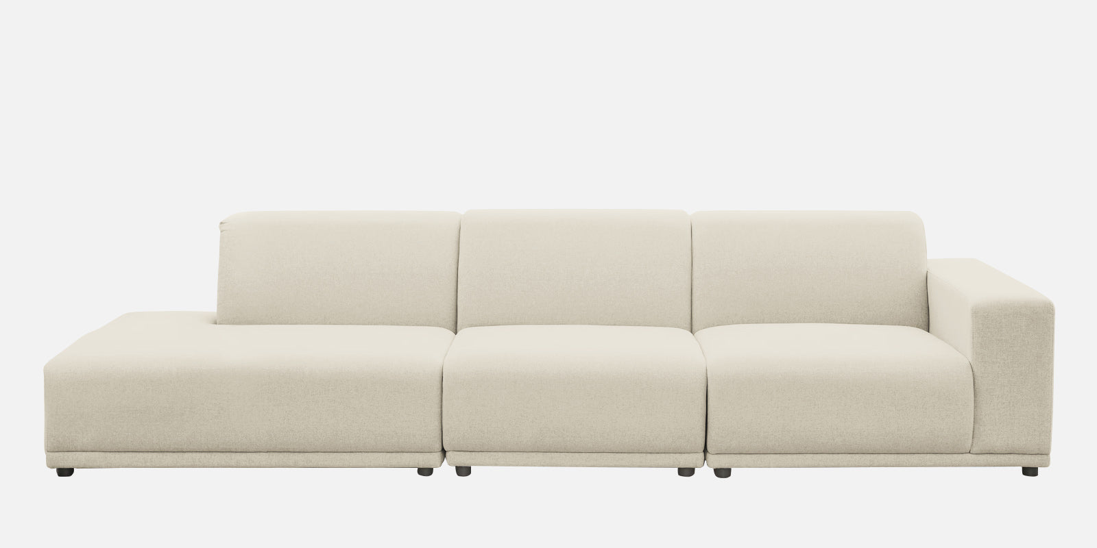 Adam Fabric LHS Sectional Sofa (3+Ottoman Lounger) In Ivory Cream Colour - Febonic Living