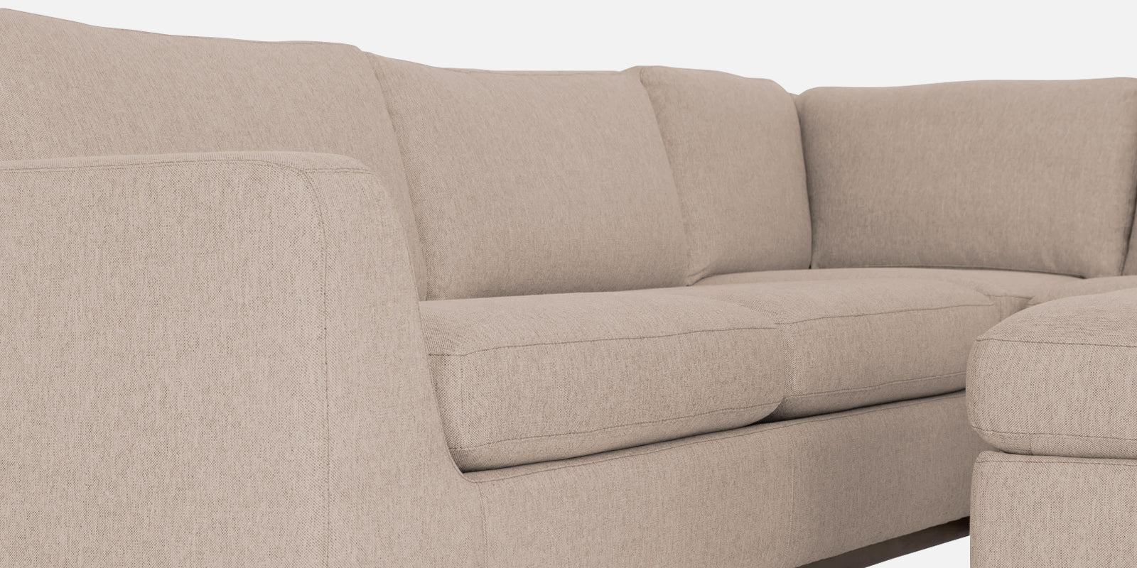 Freedom Velvet 6 Seater LHS Corner Sofa In Camel Beige Colour With Ottoman - Febonic Living