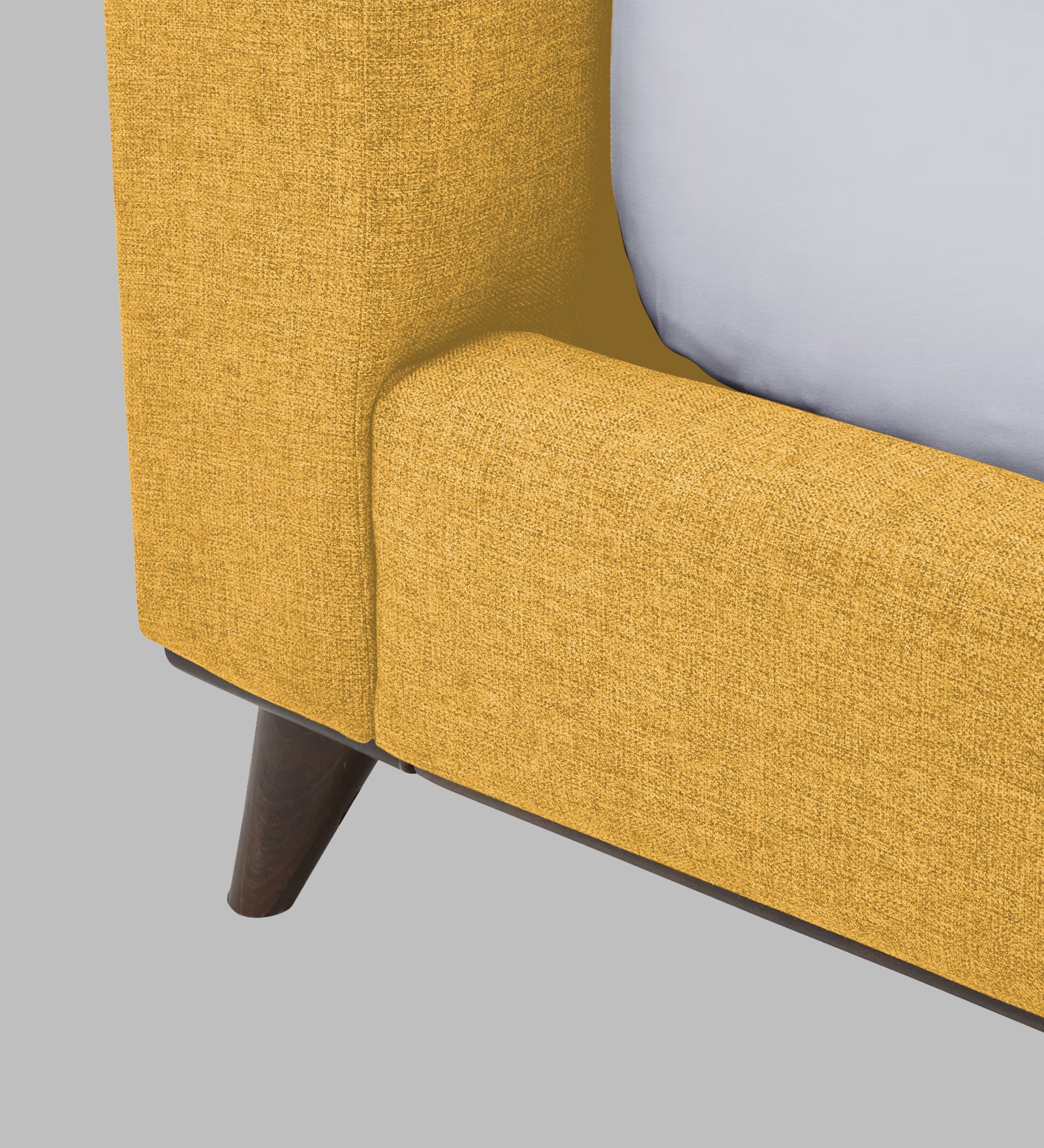 Jasmin Fabric Upholstered Queen Bed in Bold Yellow Colour - Febonic Living