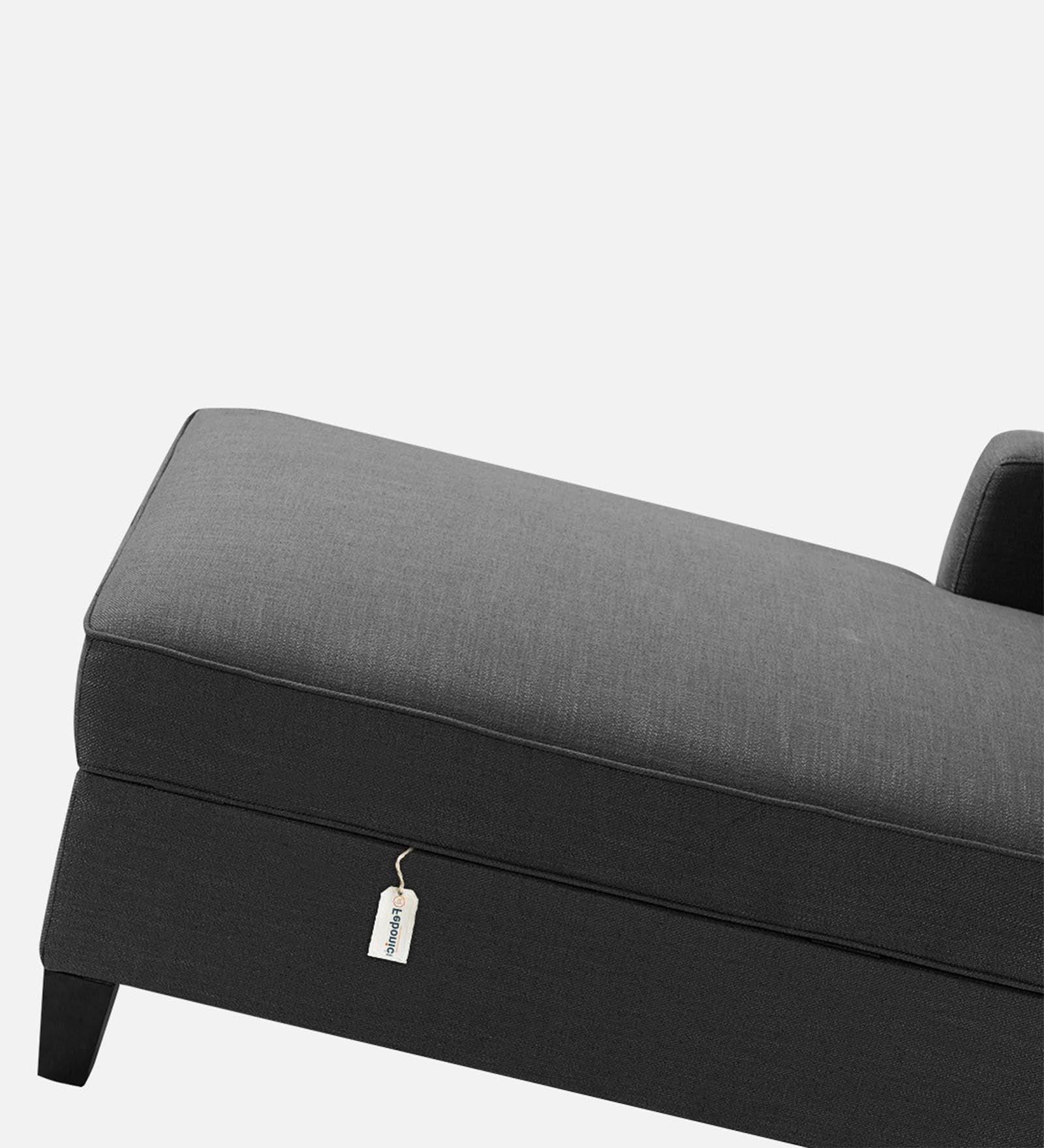 Royee Fabric LHS Chaise Lounger In Charcoal Grey Colour With Storage - Febonic Living