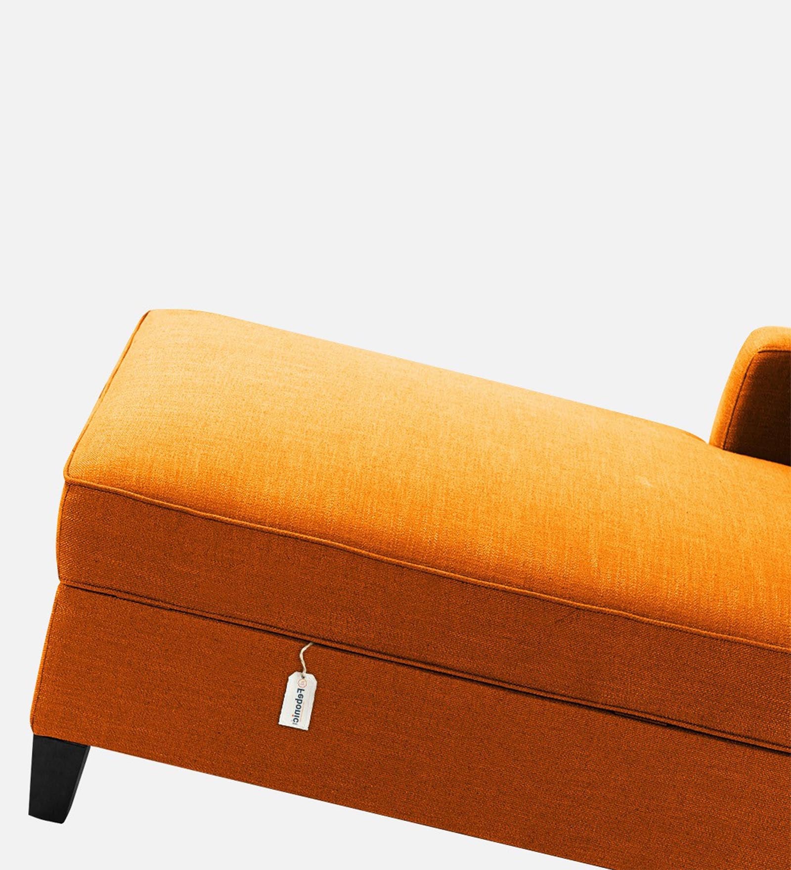 Royee Fabric LHS Chaise Lounger In Vivid Orange Colour With Storage - Febonic Living