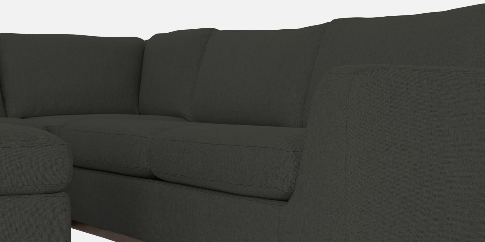 Freedom Velvet 6 Seater RHS Corner Sofa In Hory Grey Colour With Ottoman - Febonic Living