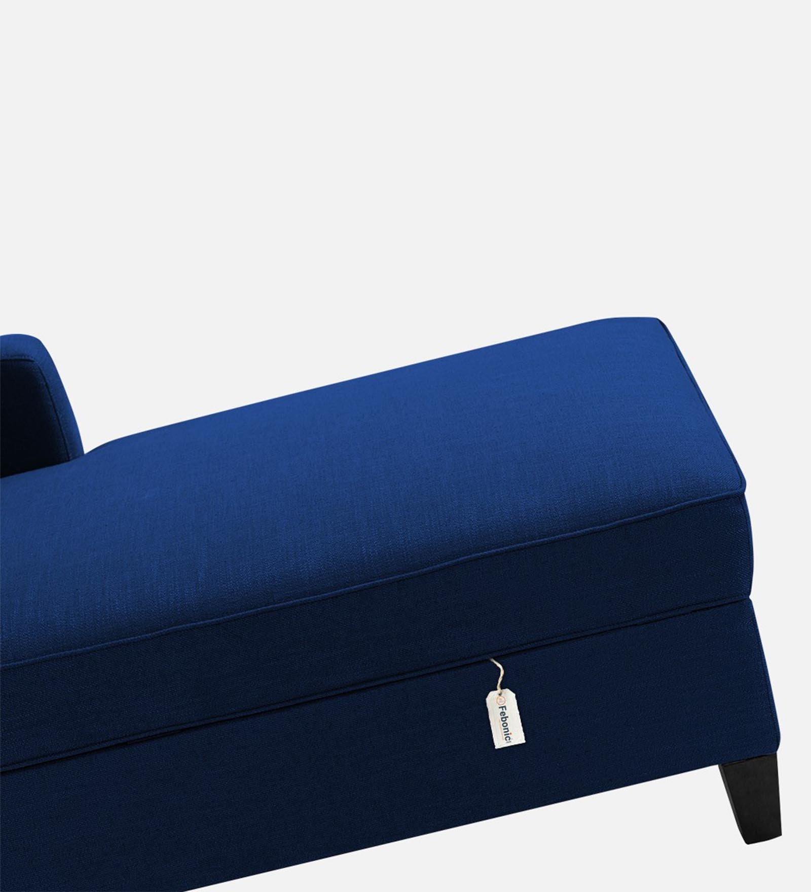 Royee Fabric RHS Chaise Lounger In Royal Blue Colour With Storage - Febonic Living