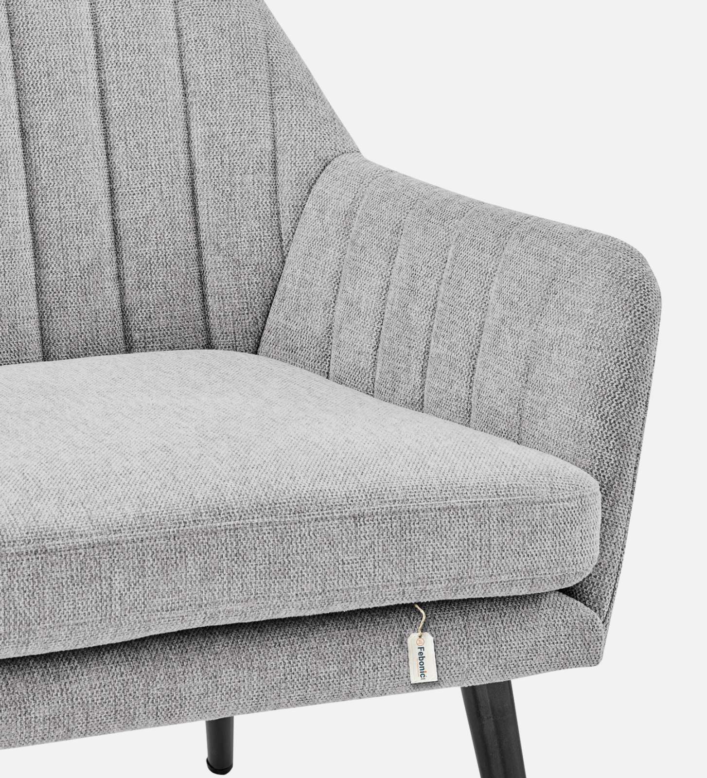 Bella Fabric Arm Chair In Lit Grey Colour - Febonic Living
