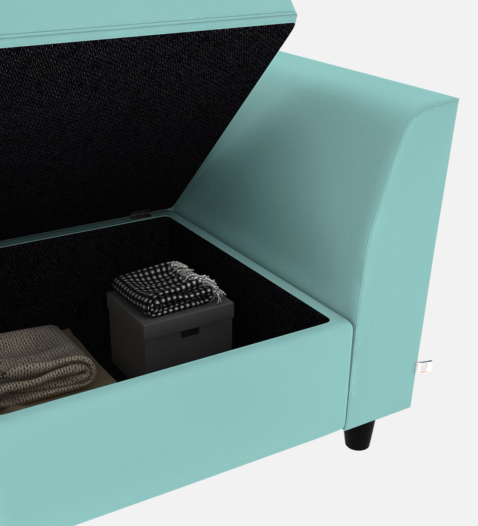 Bristo Velvet 1 Seater Sofa In Barmunda Aqua Colour With Storage - Febonic Living