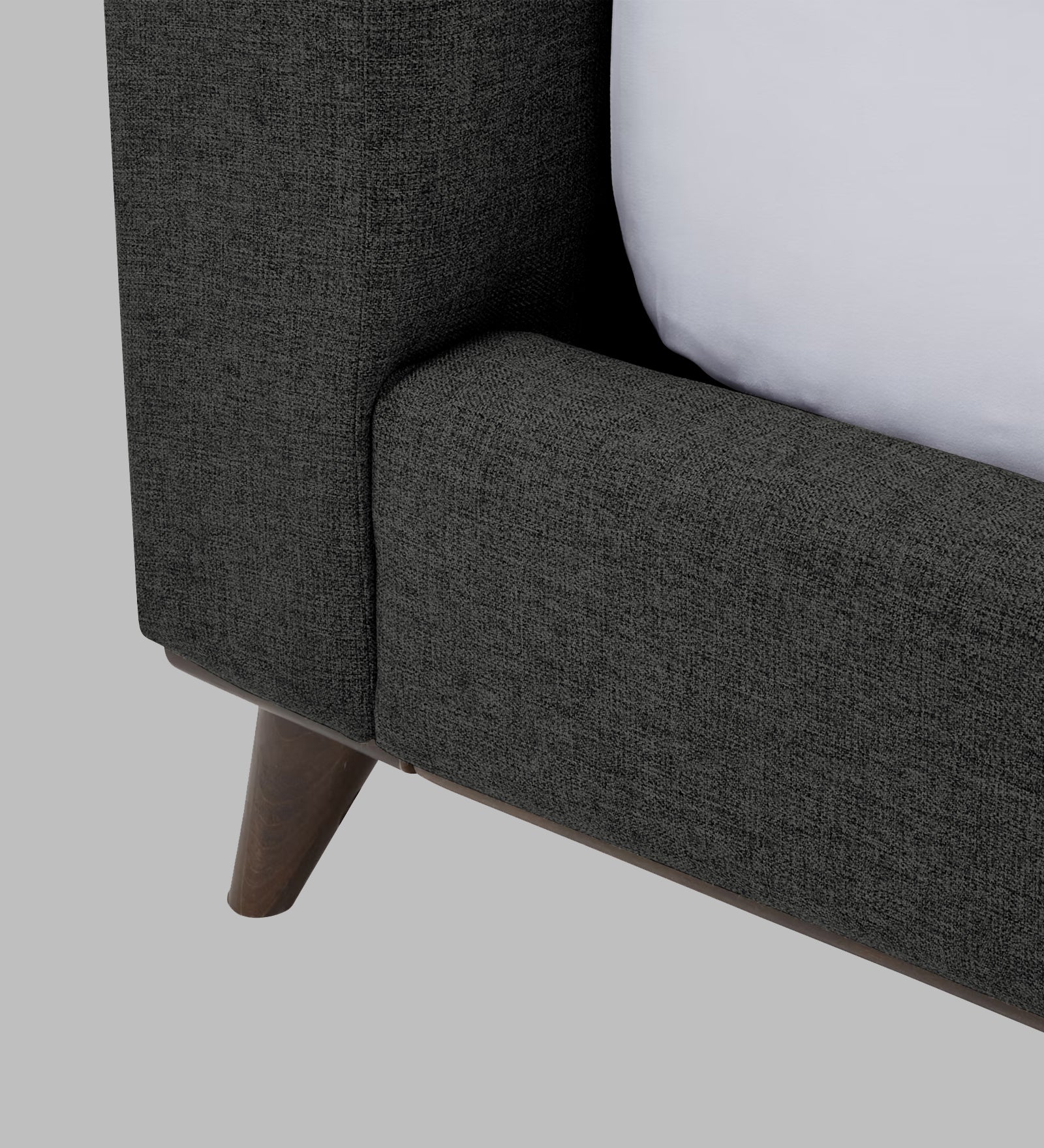 Jasmin Fabric Upholstered Queen Bed in Charcoal Grey Colour - Febonic Living
