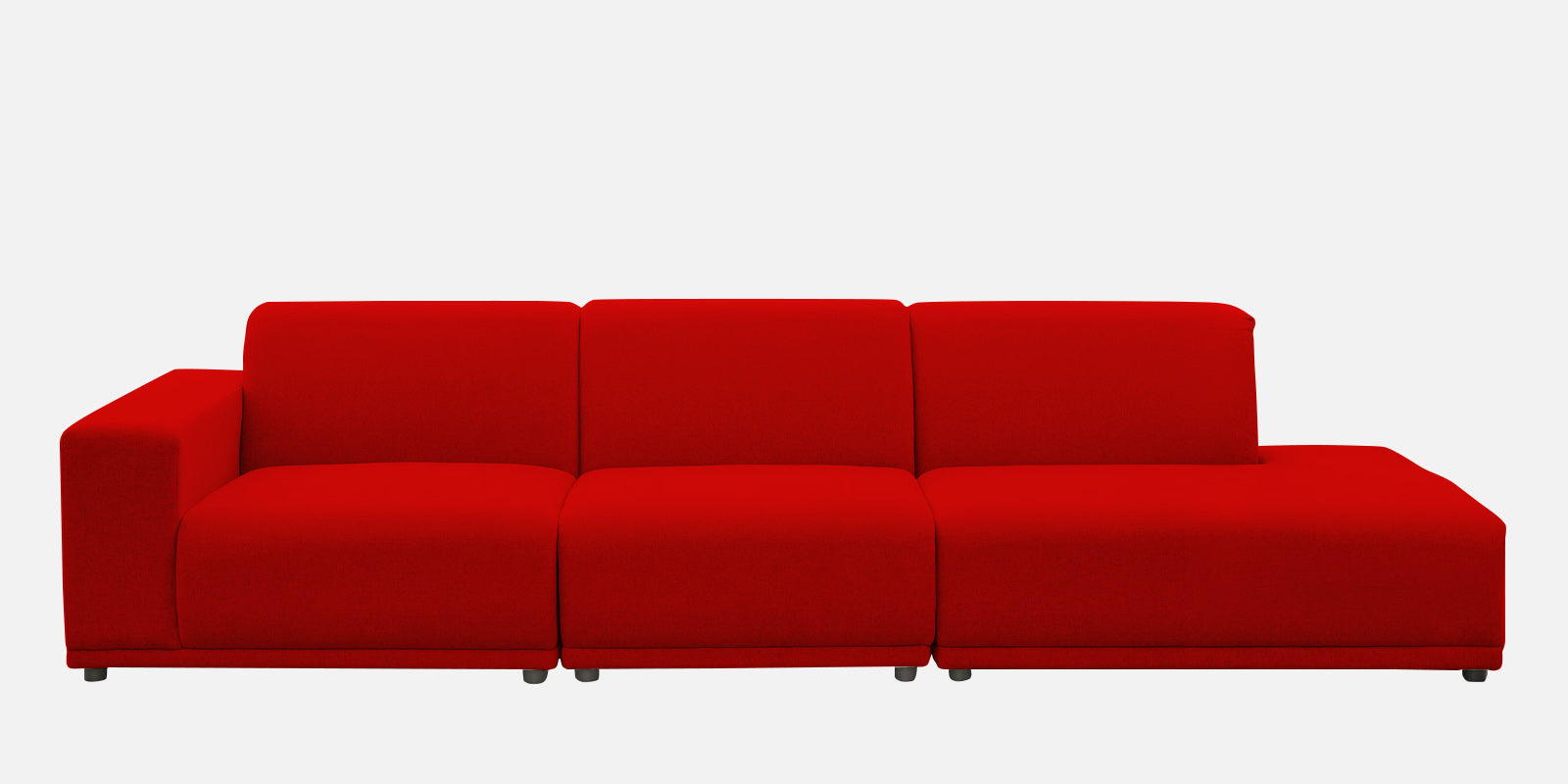 Adam Fabric RHS Sectional Sofa (3+Ottoman Lounger) In Ruby Red Colour - Febonic Living