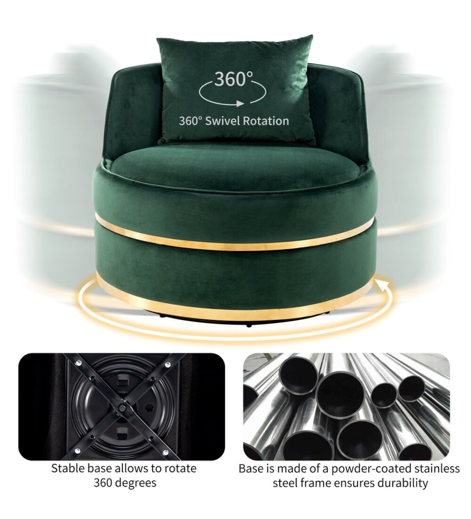 Winky Velvet Swivel Chair in Amazon Green Colour