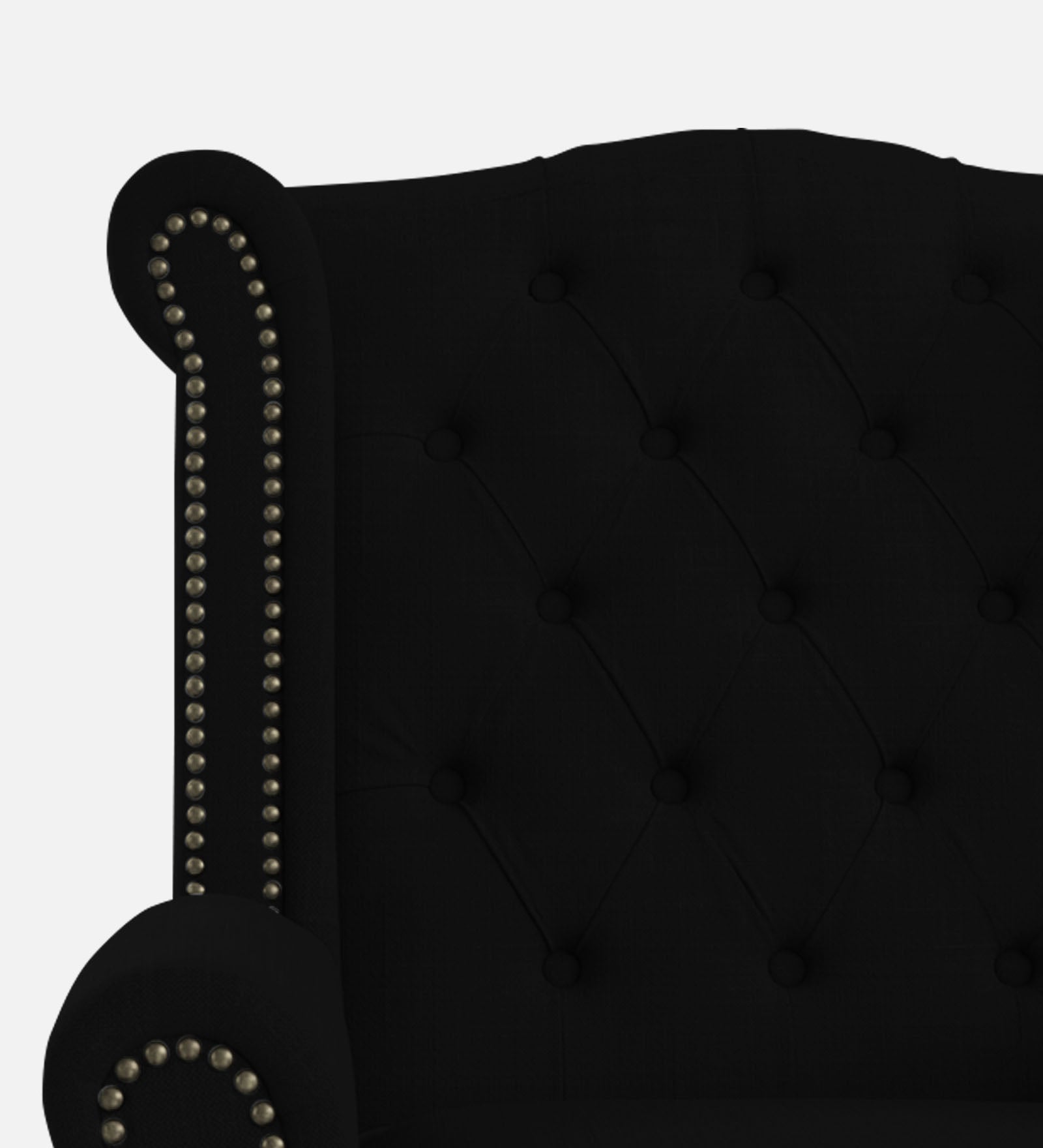 Nottage Fabric Wing Chair In Zed Black Colour - Febonic Living