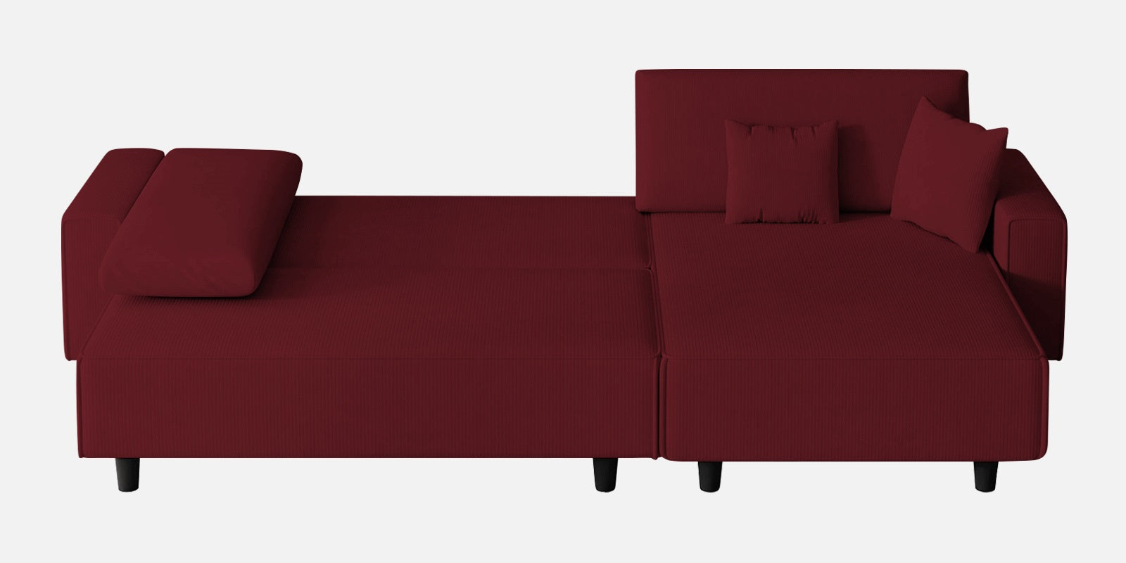 Peach Fabric LHS 6 Seater Sofa Cum Bed With Storage In Blood Maroon Colour - Febonic Living
