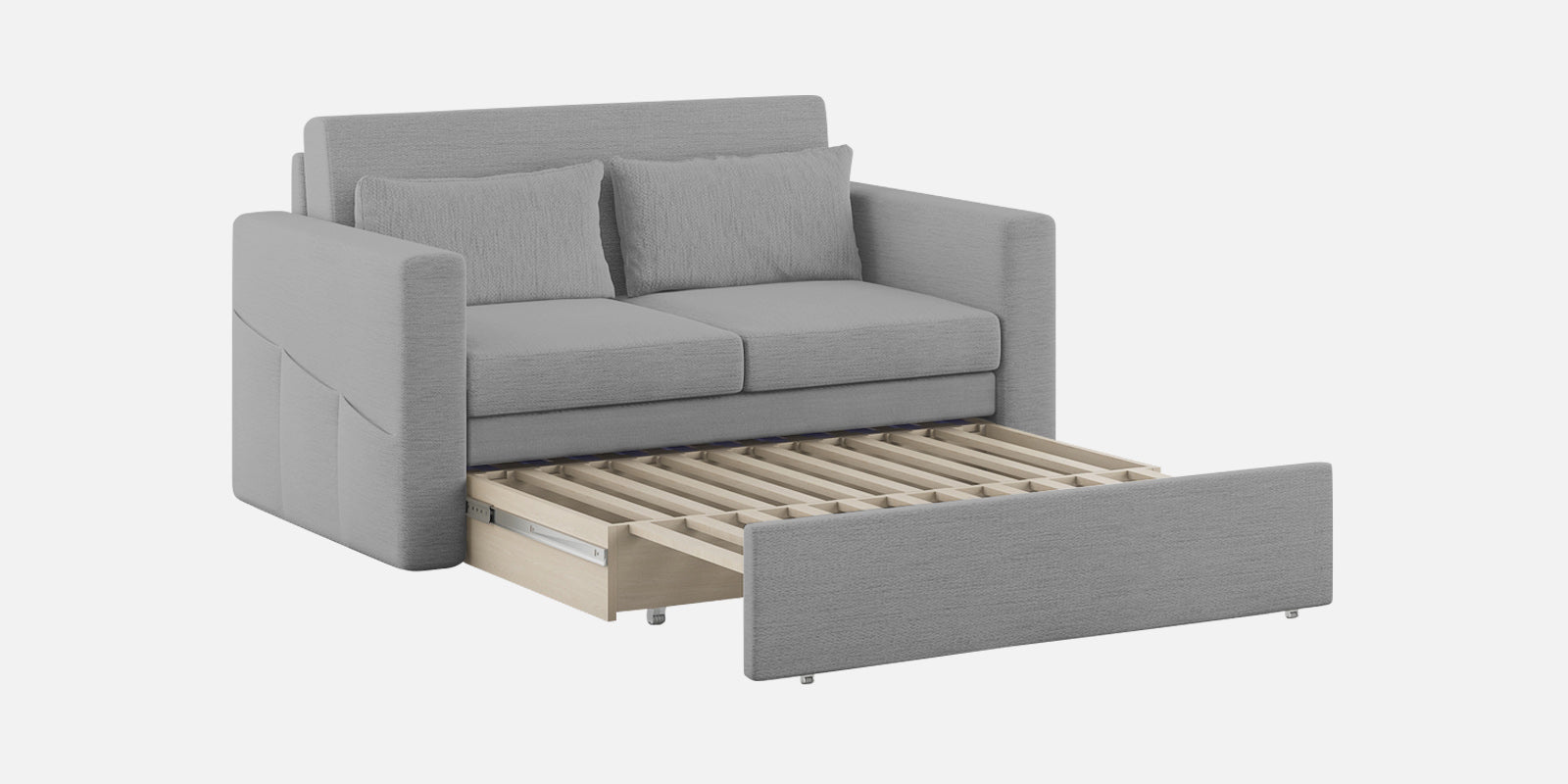 River Fabric 2 Seater Pull Out Sofa Cum Bed In lit Grey Colour - Febonic Living