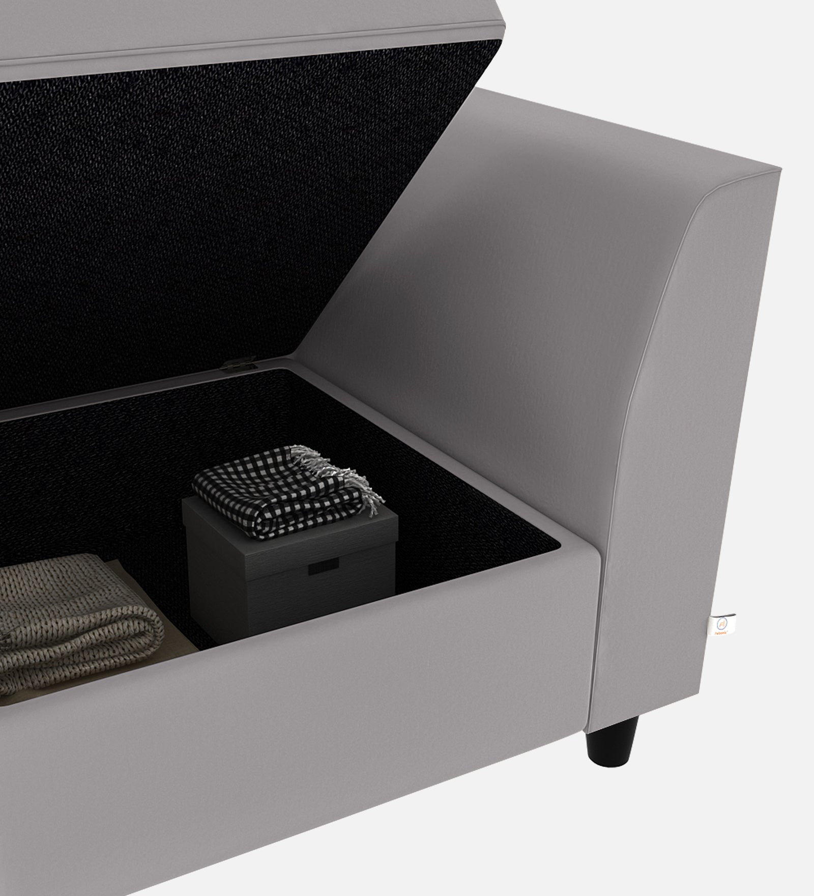 Bristo Velvet 1 Seater Sofa In Concrete Grey Colour With Storage - Febonic Living