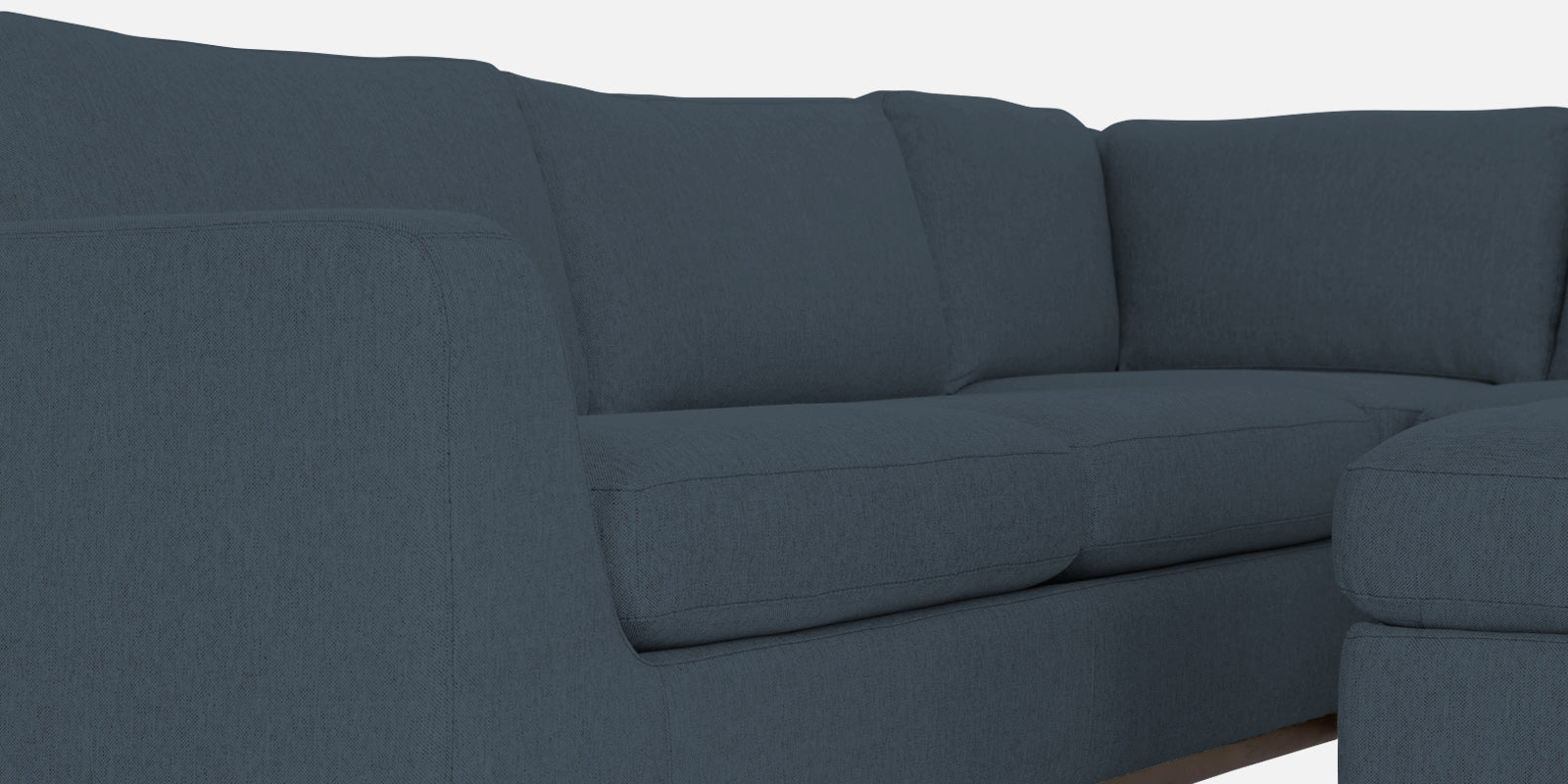 Freedom Velvet 6 Seater LHS Corner Sofa In Oxford Blue Colour With Ottoman - Febonic Living