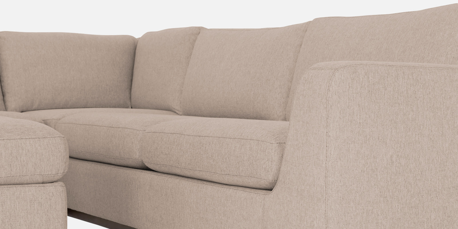 Freedom Velvet 6 Seater RHS Corner Sofa In Camel Beige Colour With Ottoman - Febonic Living