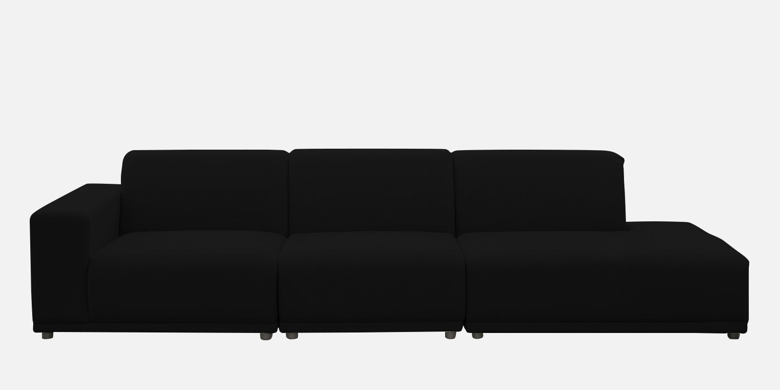 Adam Fabric RHS Sectional Sofa (3+Ottoman Lounger) In Zed Black Colour - Febonic Living