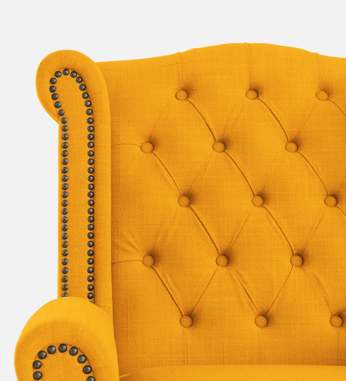 Nottage Fabric Wing Chair In Bold Yellow Colour - Febonic Living