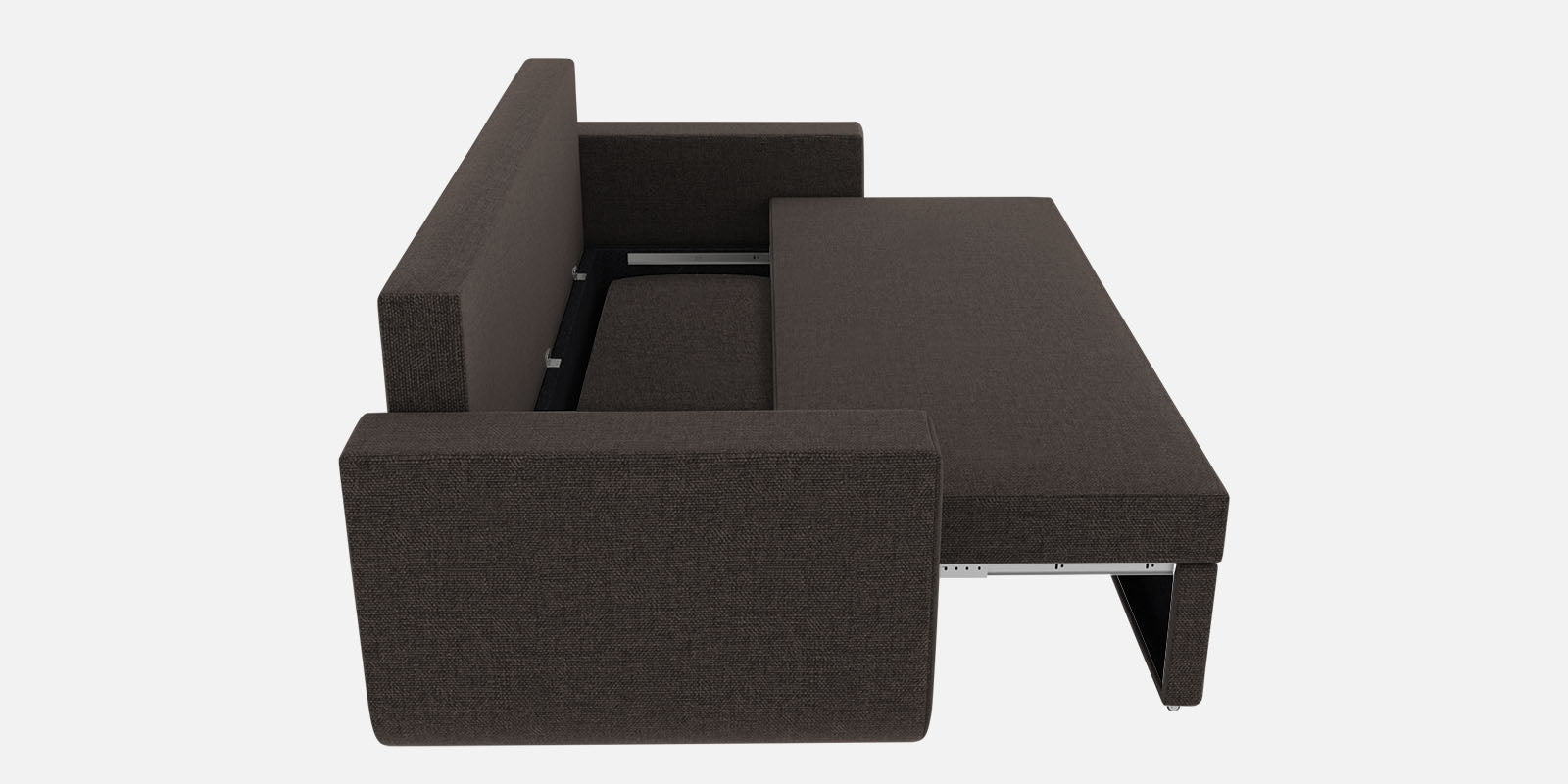 Grace Fabric 3 Seater Pull Out Sofa Cum Bed In Dark Brown Colour With Storage - Febonic Living