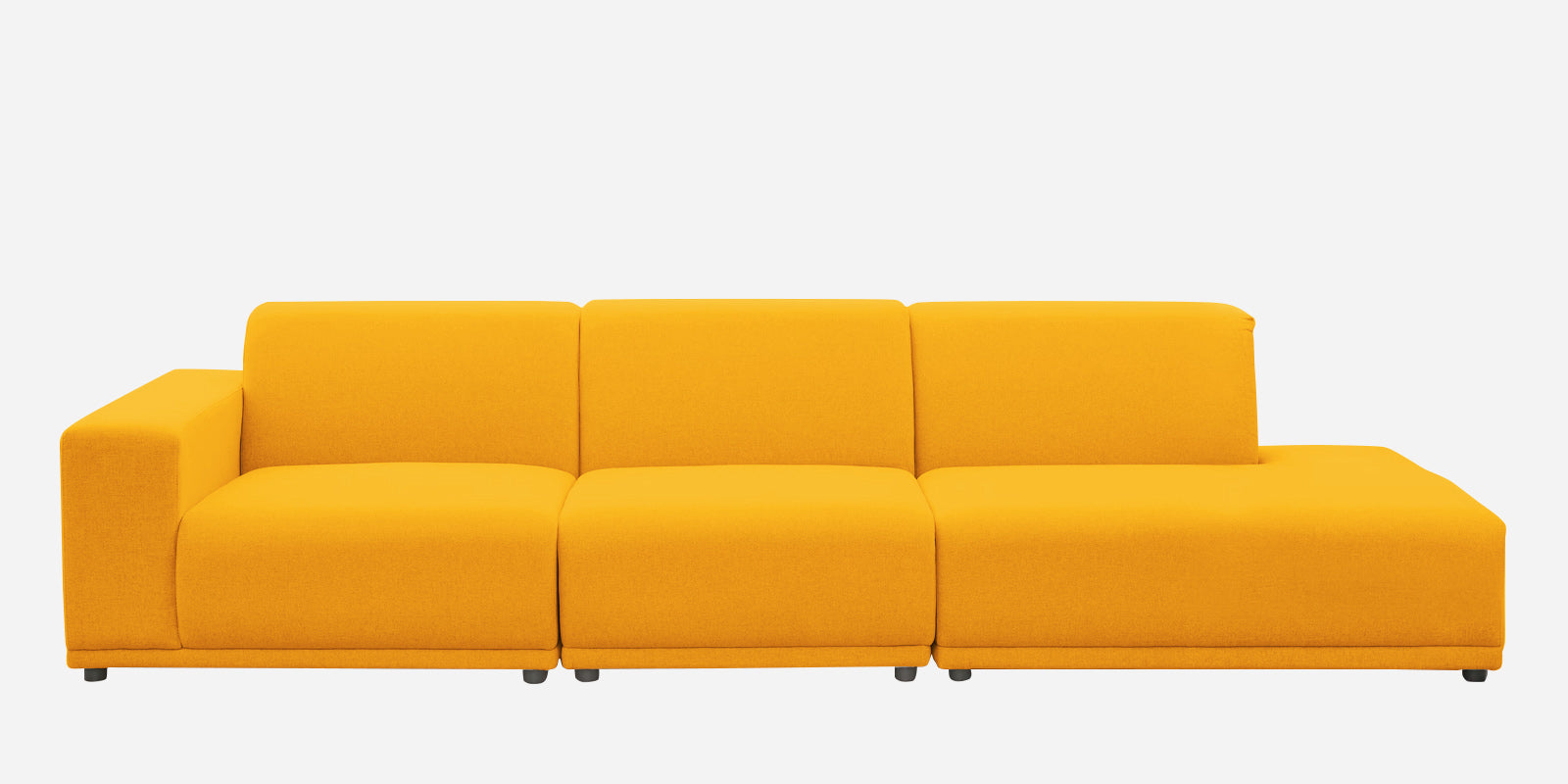 Adam Fabric RHS Sectional Sofa (3+Ottoman Lounger) In Bold Yellow Colour - Febonic Living