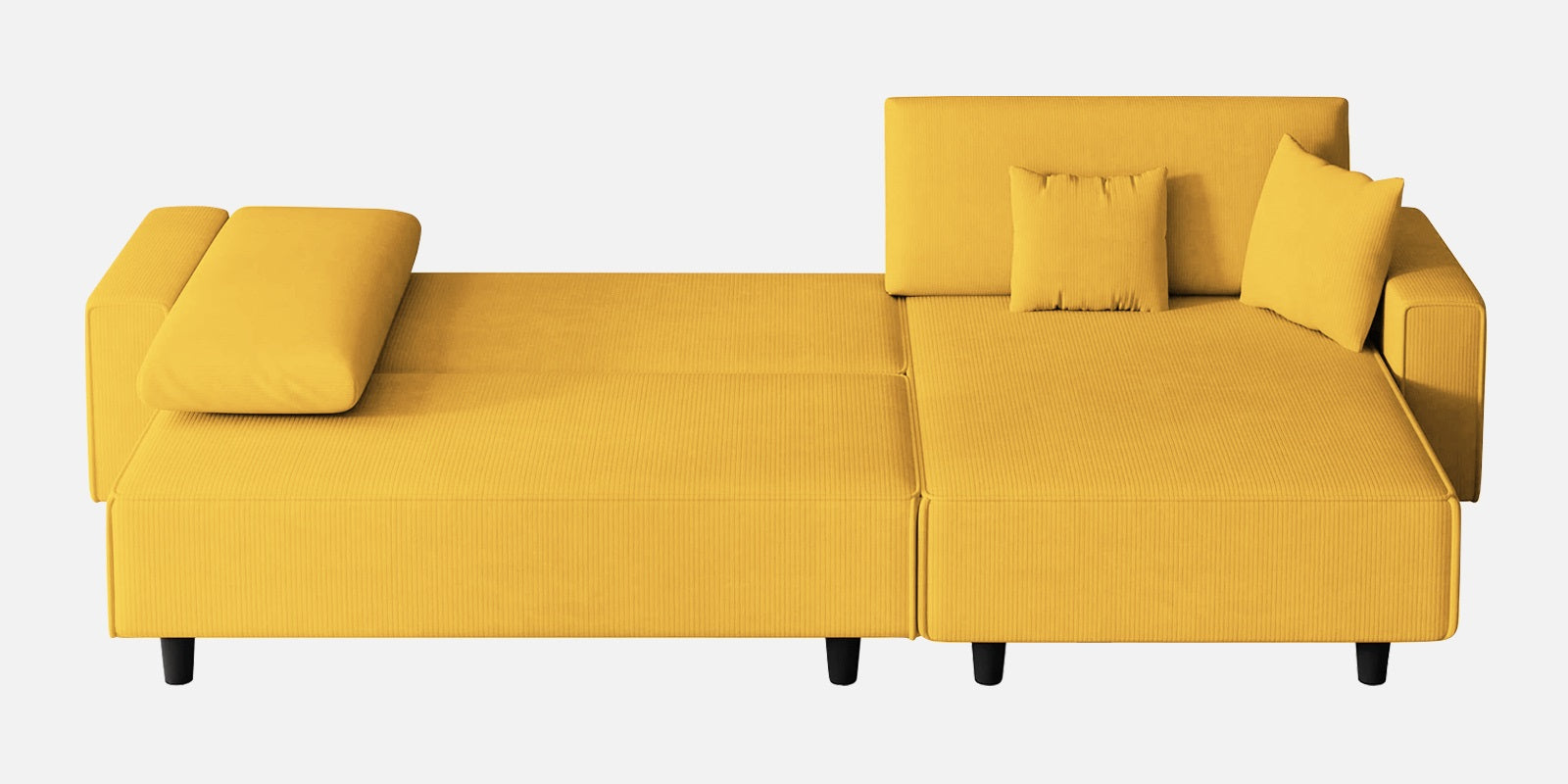 Peach Fabric LHS 6 Seater Sofa Cum Bed With Storage In Bold Yellow Colour - Febonic Living