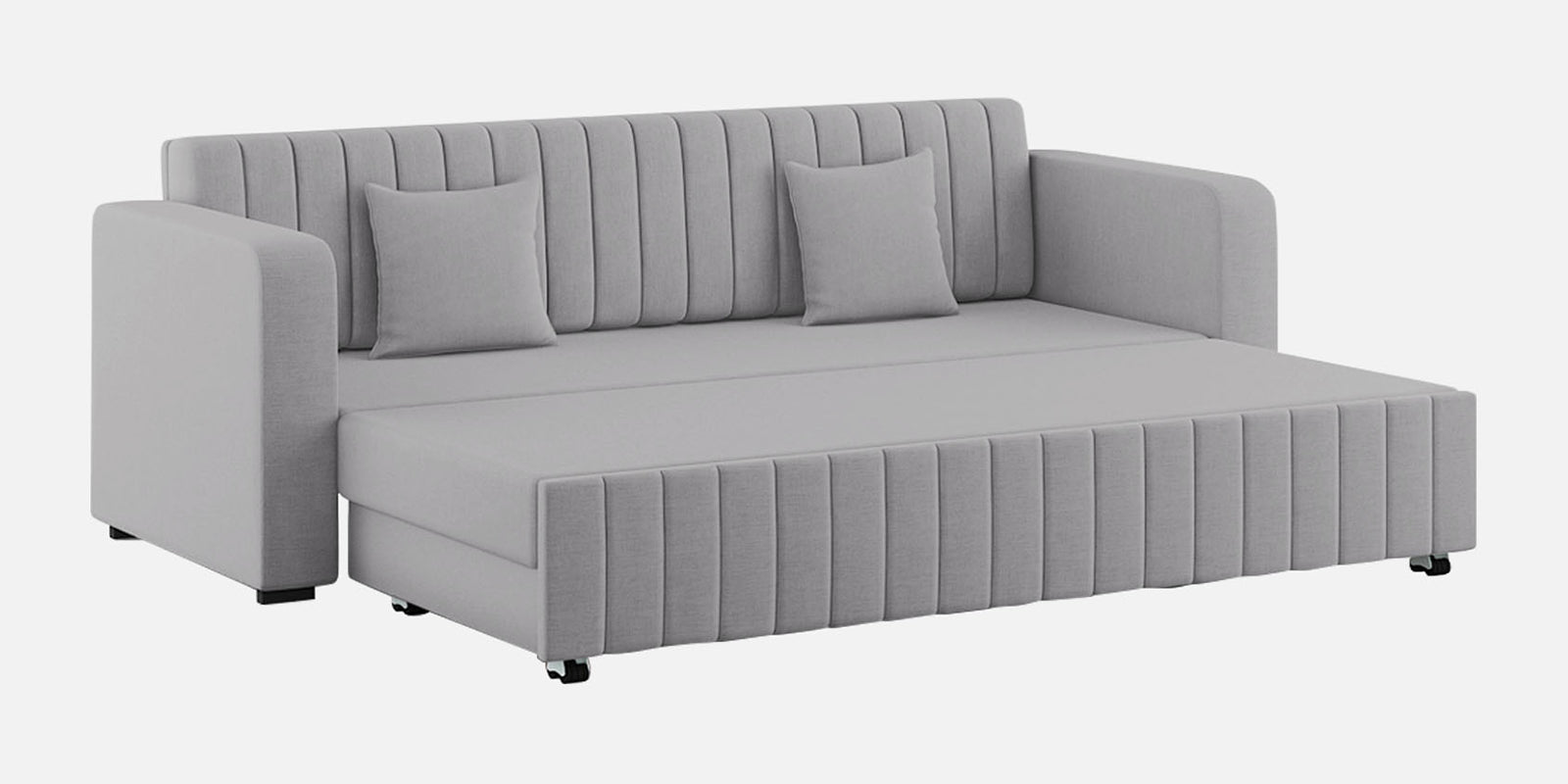 Calra Fabric 3 Seater Pull Out Sofa Cum Bed In Lit Grey Colour With Storage - Febonic Living