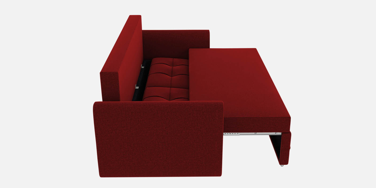 Ines Fabric 3 Seater Pull Out Sofa Cum Bed In Blood Maroon Colour With Storage - Febonic Living