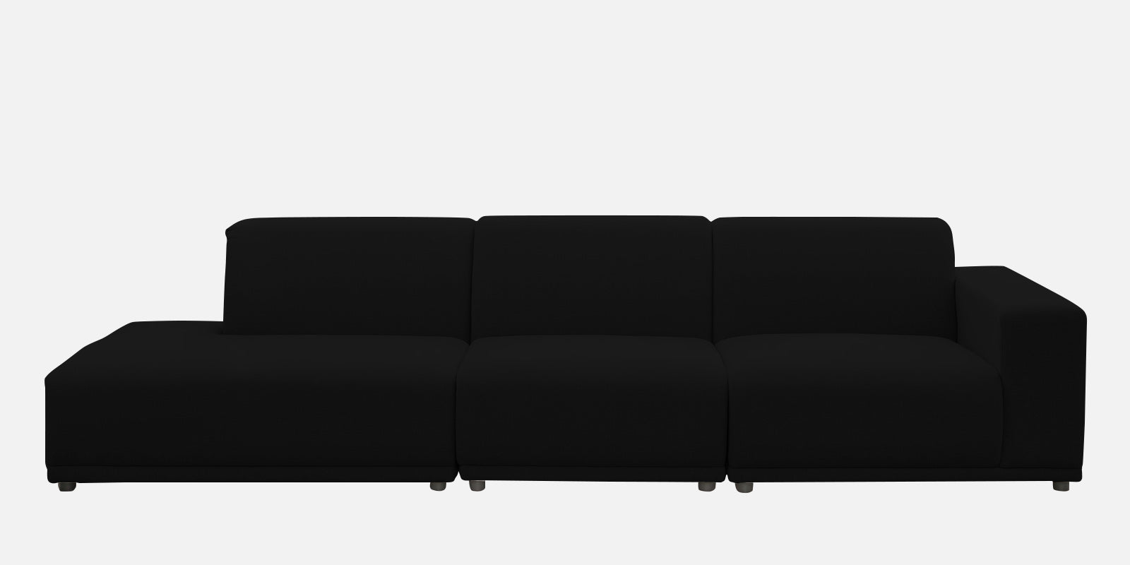Adam Fabric LHS Sectional Sofa (3+Ottoman Lounger) In Zed Black Colour - Febonic Living