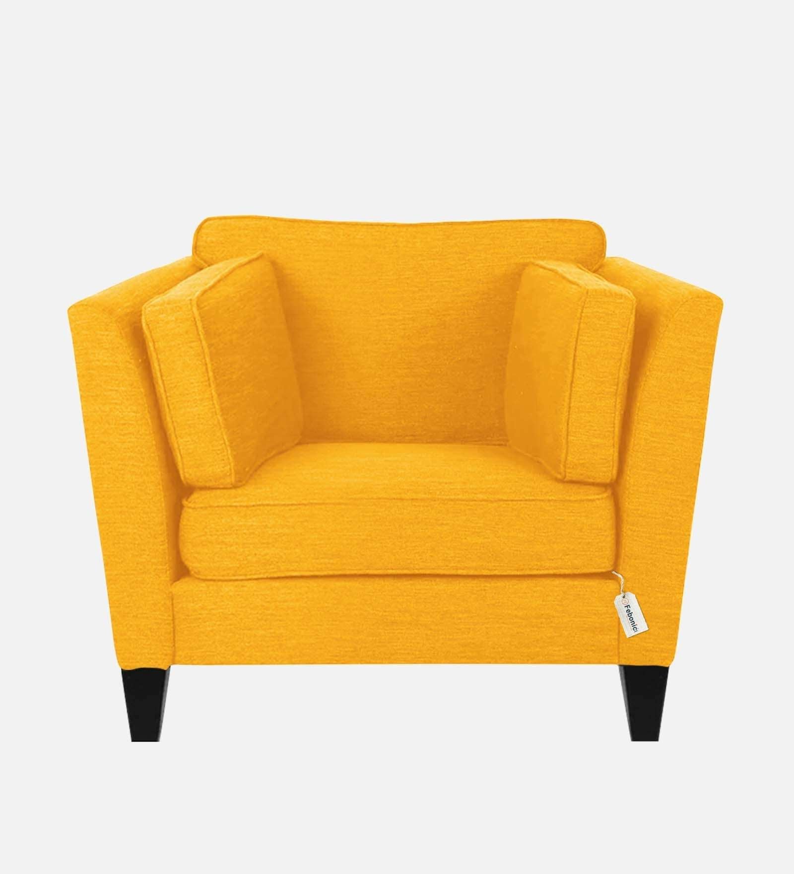 Nigar Fabric 1 Seater Sofa In  Bold Yellow Colour - Febonic Living