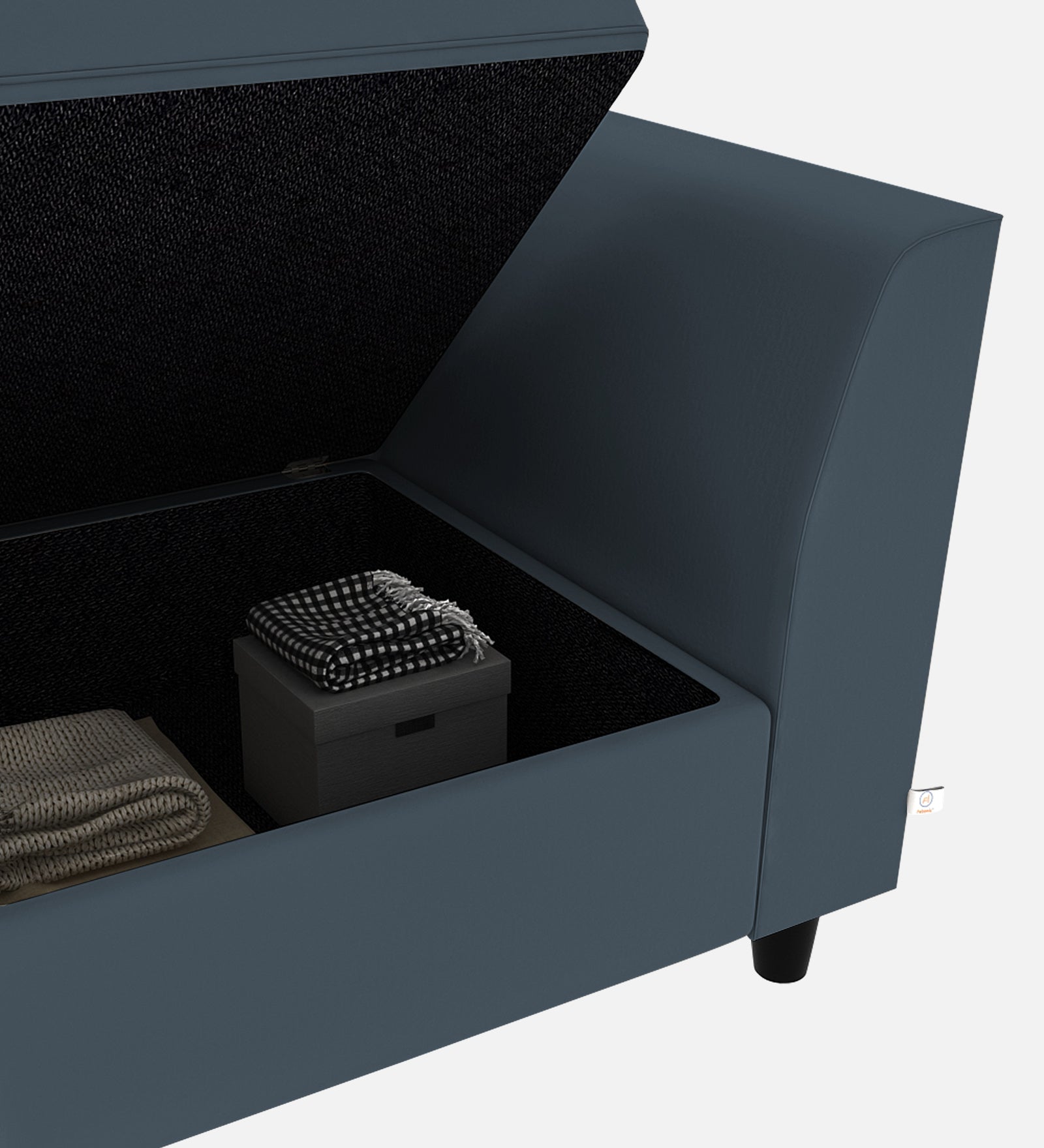 Bristo Velvet 1 Seater Sofa In Oxford Blue Colour With Storage - Febonic Living