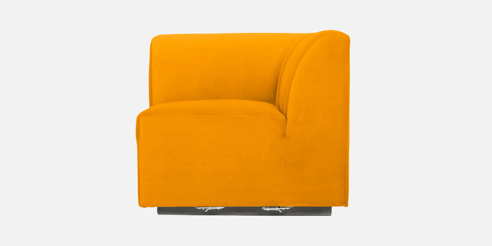 Bufa Velvet RHS Sectional Sofa In Saffron Yellow Colour With Ottoman - Febonic Living