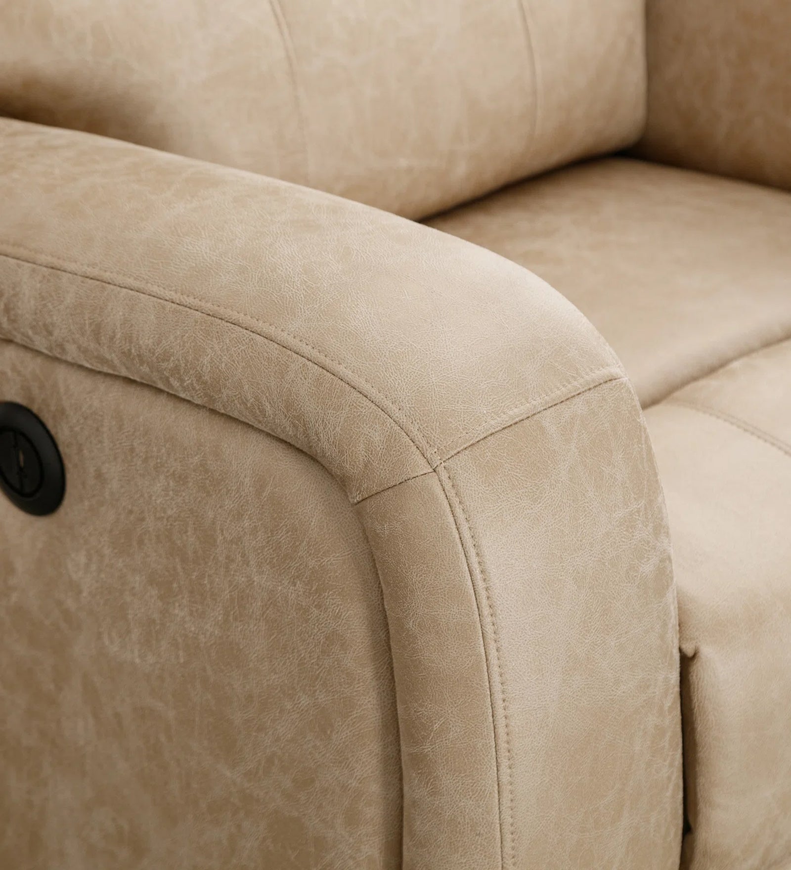 Mason Leatherette 1 Seater Motorized Recliner In Beige Faux Leather Finish - Febonic Living