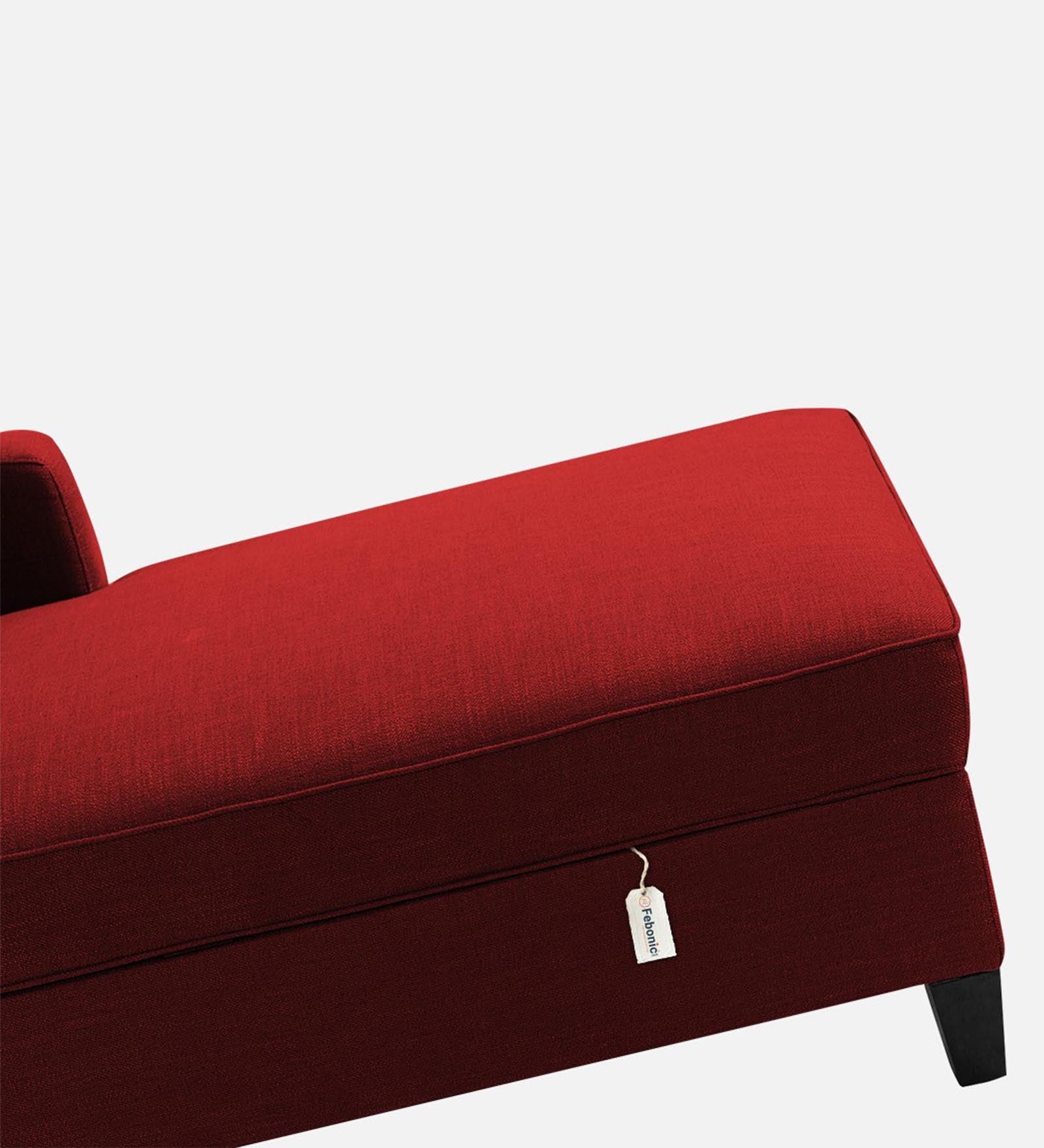 Royee Fabric RHS Chaise Lounger In Blood Maroon Colour With Storage - Febonic Living