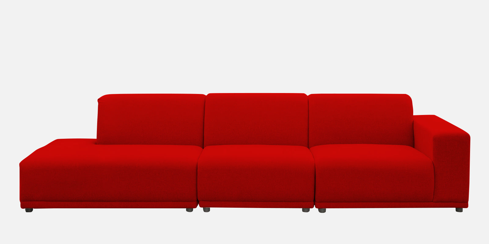 Adam Fabric LHS Sectional Sofa (3+Ottoman Lounger) In Ruby Red Colour - Febonic Living