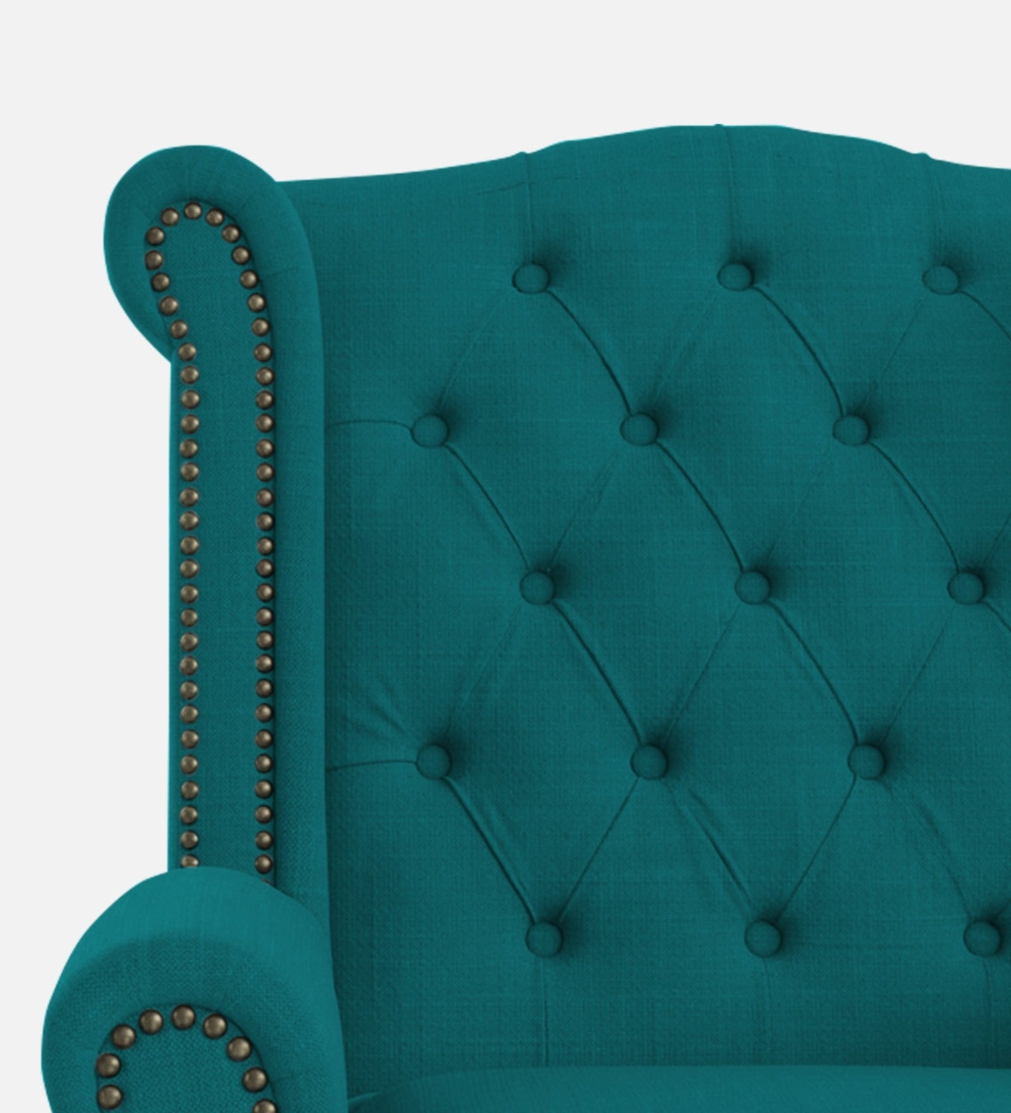 Nottage Fabric Wing Chair In Sea Green Colour - Febonic Living