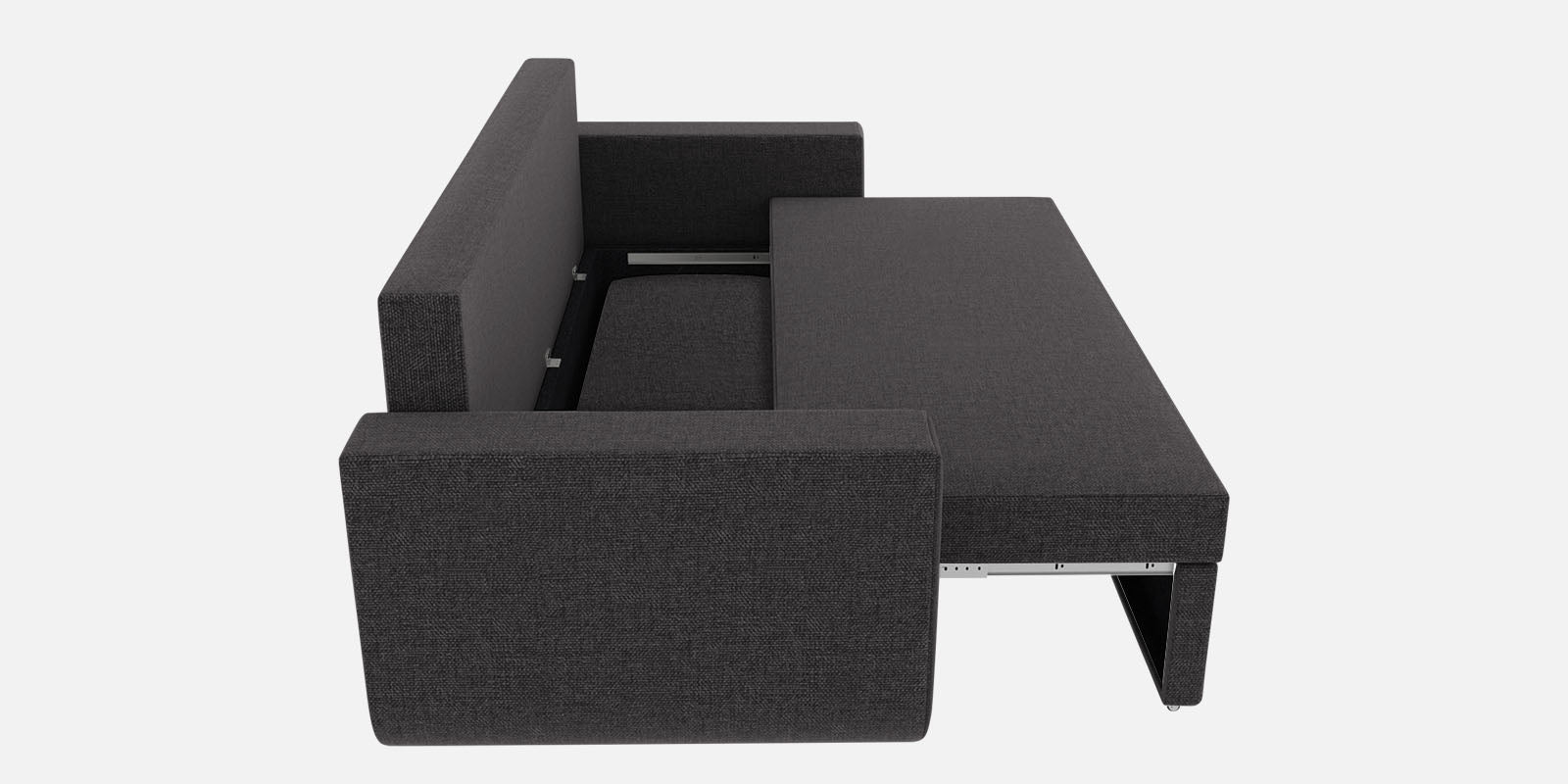Grace Fabric 3 Seater Pull Out Sofa Cum Bed In Maba Grey Colour With Storage - Febonic Living