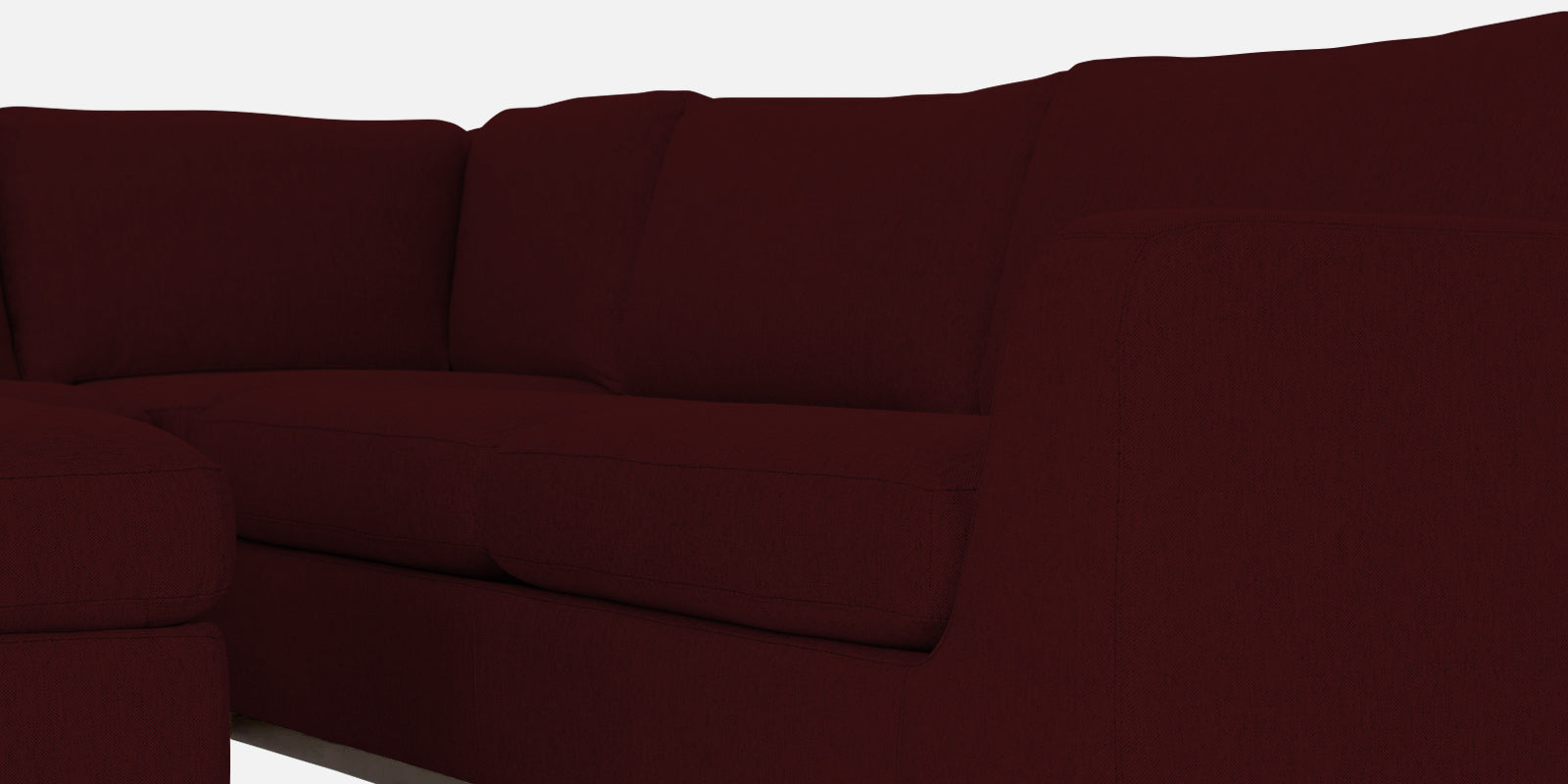 Freedom Velvet 6 Seater RHS Corner Sofa In Blood Maroon Colour With Ottoman - Febonic Living