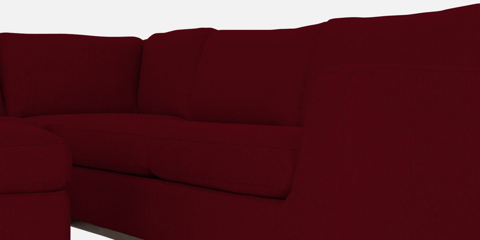 Freedom Velvet 6 Seater RHS Corner Sofa In Cherry Red Colour With Ottoman - Febonic Living