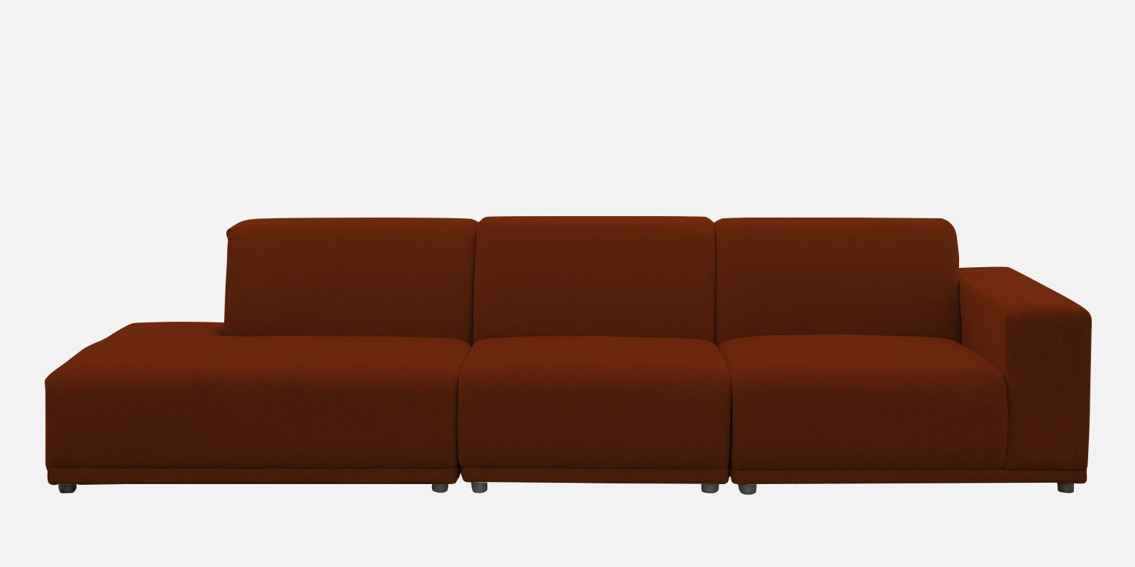 Adam Fabric LHS Sectional Sofa (3+Ottoman Lounger) In Burnt Orange Colour - Febonic Living