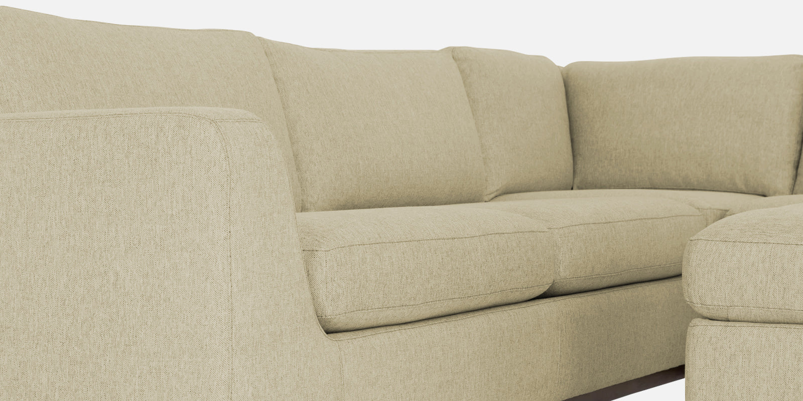 Freedom Velvet 6 Seater LHS Corner Sofa In Warm White Colour With Ottoman - Febonic Living