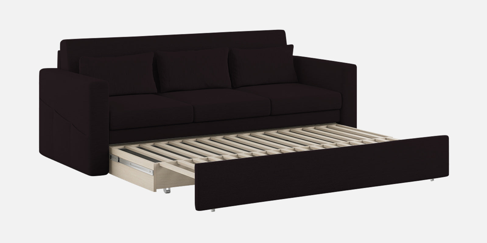 River Fabric 3 Seater Pull Out Sofa Cum Bed In Cara Brown Colour - Febonic Living