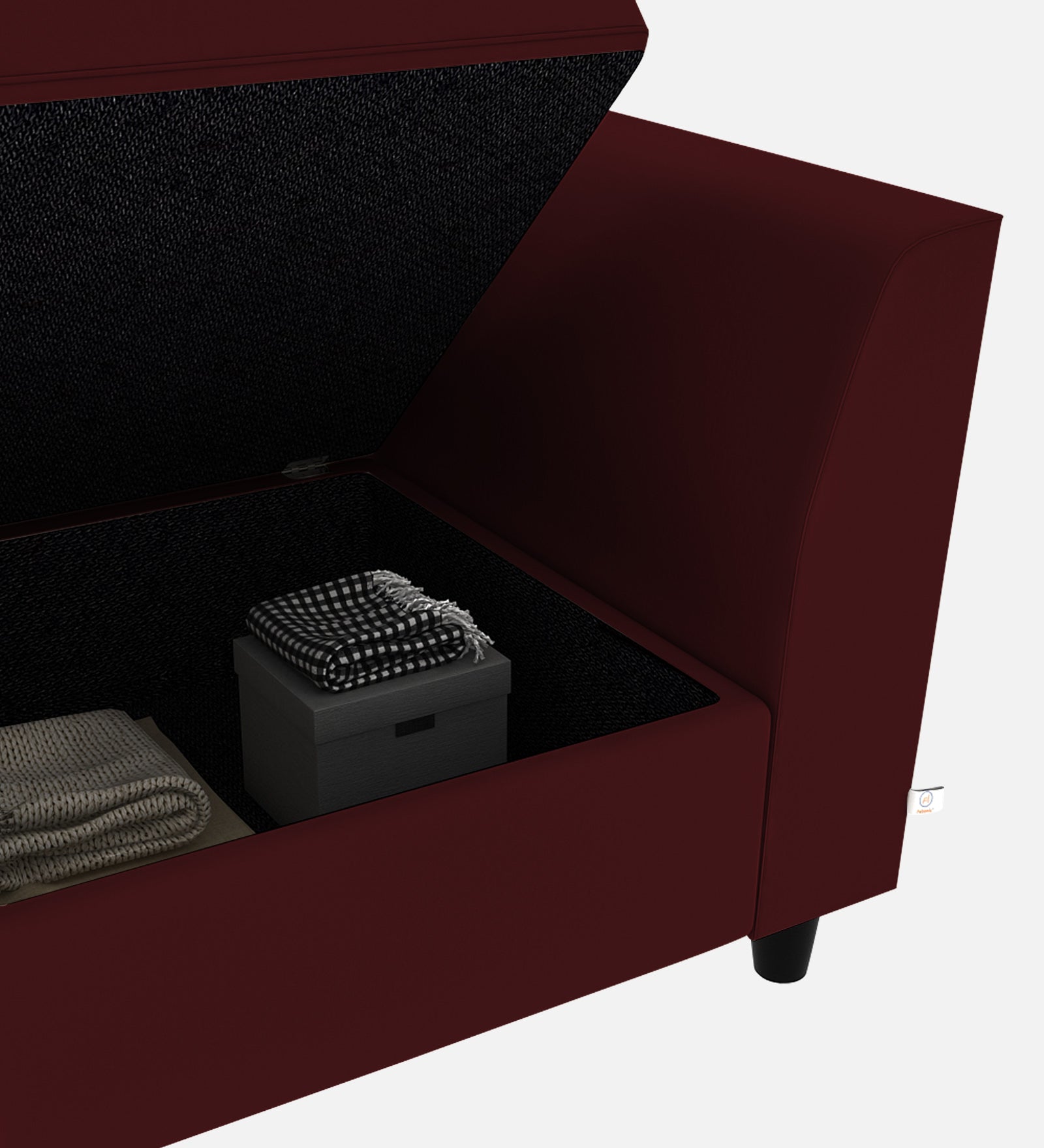 Bristo Velvet 1 Seater Sofa In Dark Maroon Colour With Storage - Febonic Living