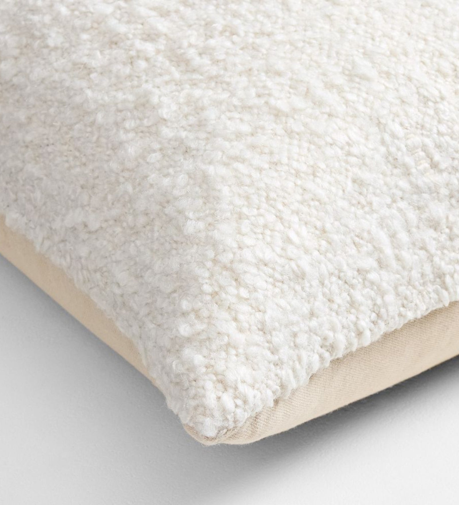 Cosy Boucle Fabric (16x 16in) Sofa Pillows In Bright White Colour (Pack of 2) - Febonic Living
