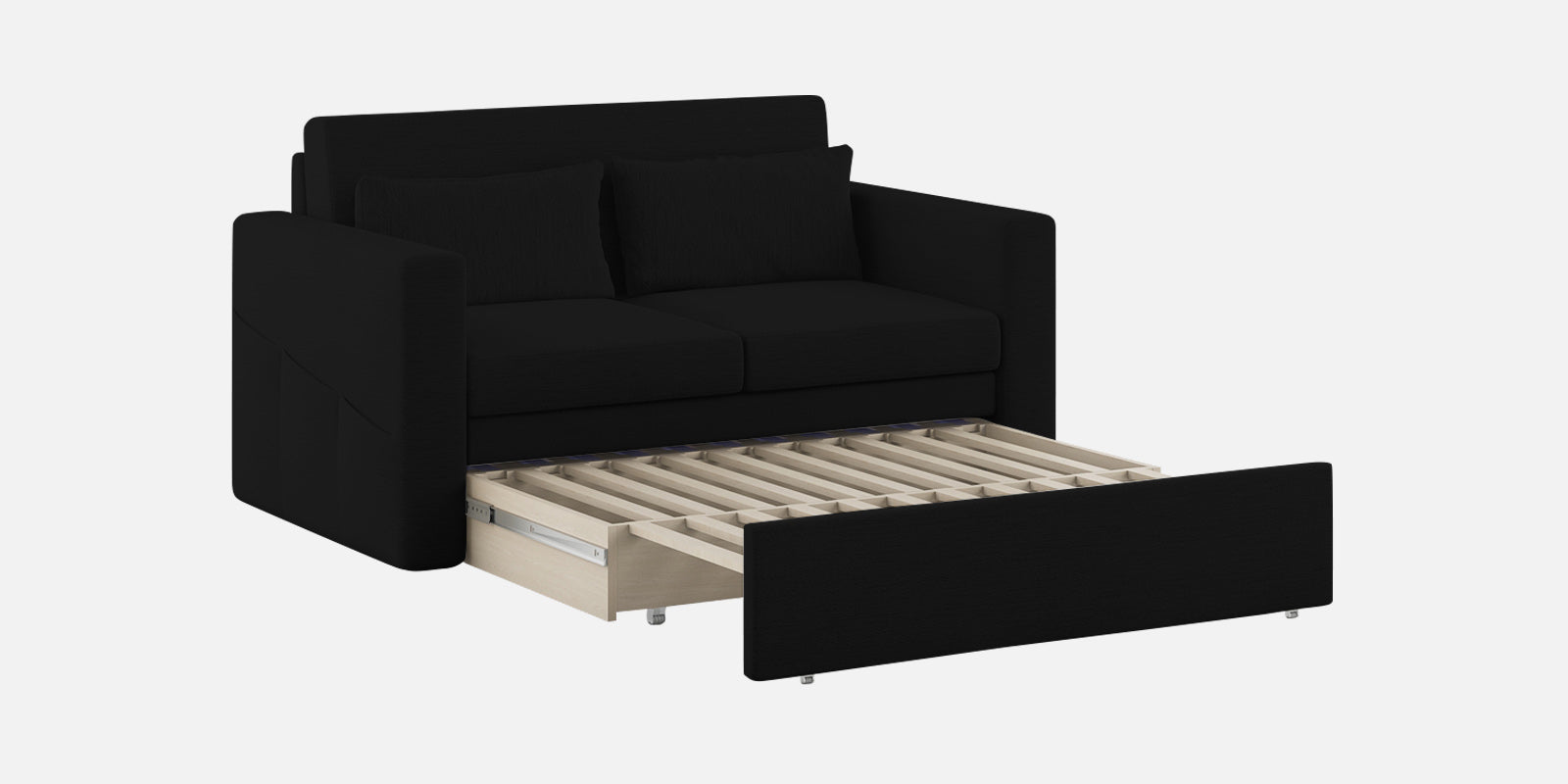 River Fabric 2 Seater Pull Out Sofa Cum Bed In Zed Black Colour - Febonic Living